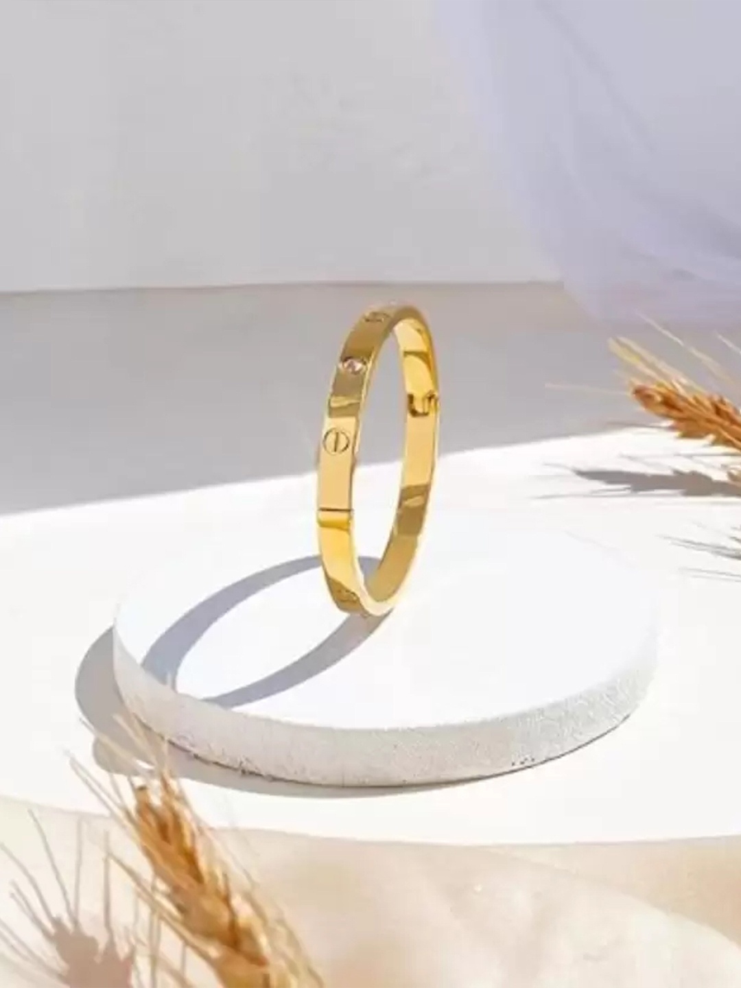 

KARISHMA KREATIONS Unisex Gold Plated Stainless Steel Kada Bracelet