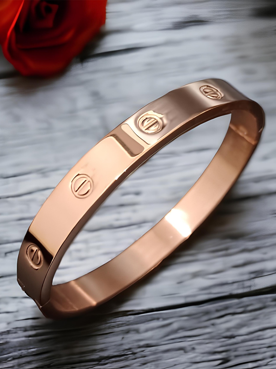 

KARISHMA KREATIONS Unisex Rose Gold Plated Stainless Steel Kada Bracelet
