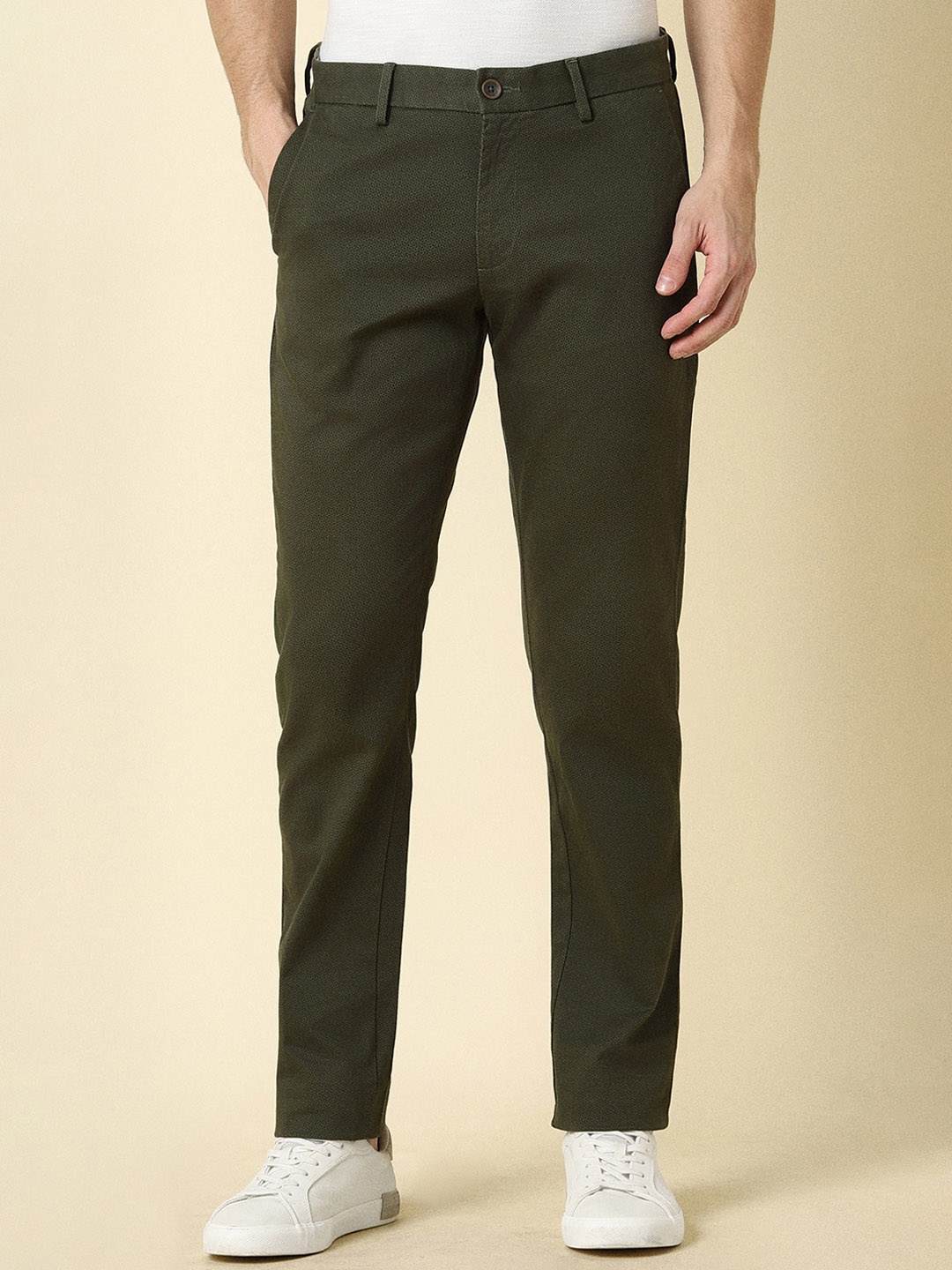 

Allen Solly Men Textured Slim Fit Regular Trouser, Green