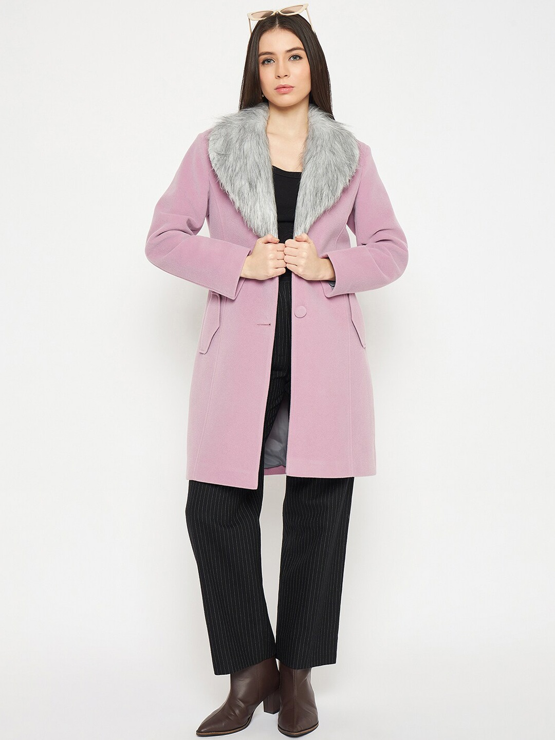 

Plagg Single-Breasted Winter Woollen Trench Coat, Lavender