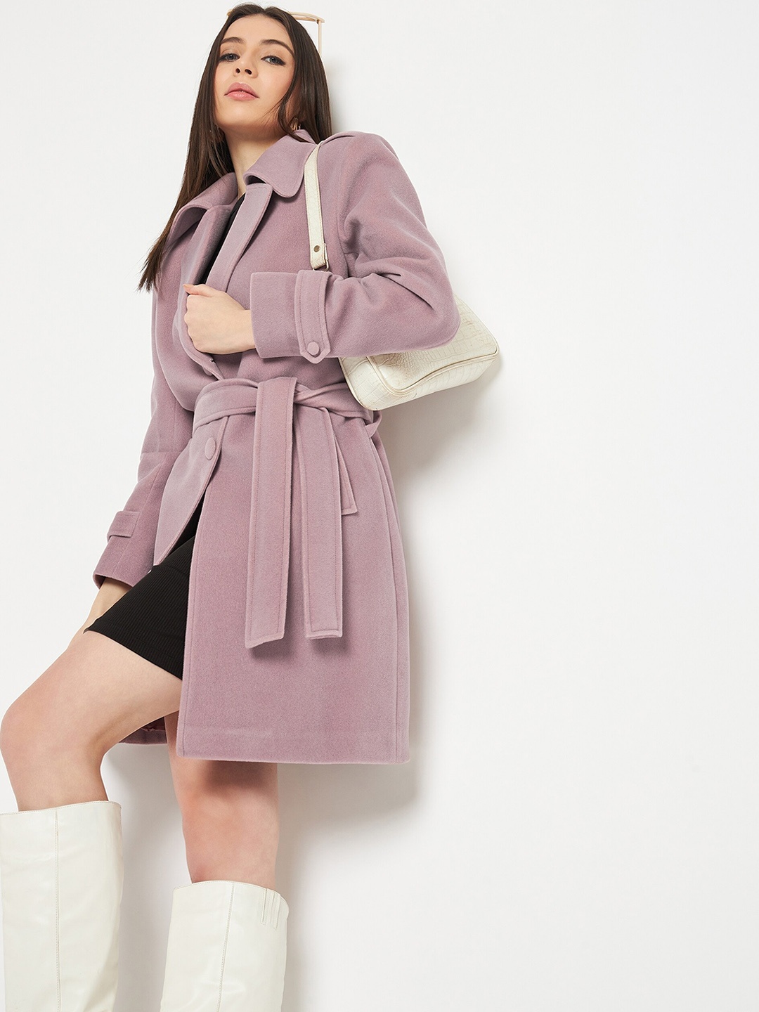 

Plagg Single-Breasted Winter Woollen Trench Coat, Lavender