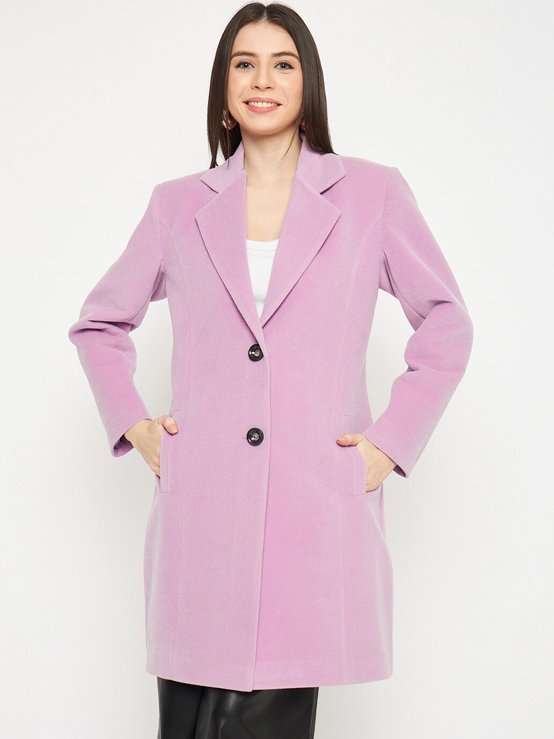 

Plagg Single-Breasted Winter Woollen Trench Coat, Lavender
