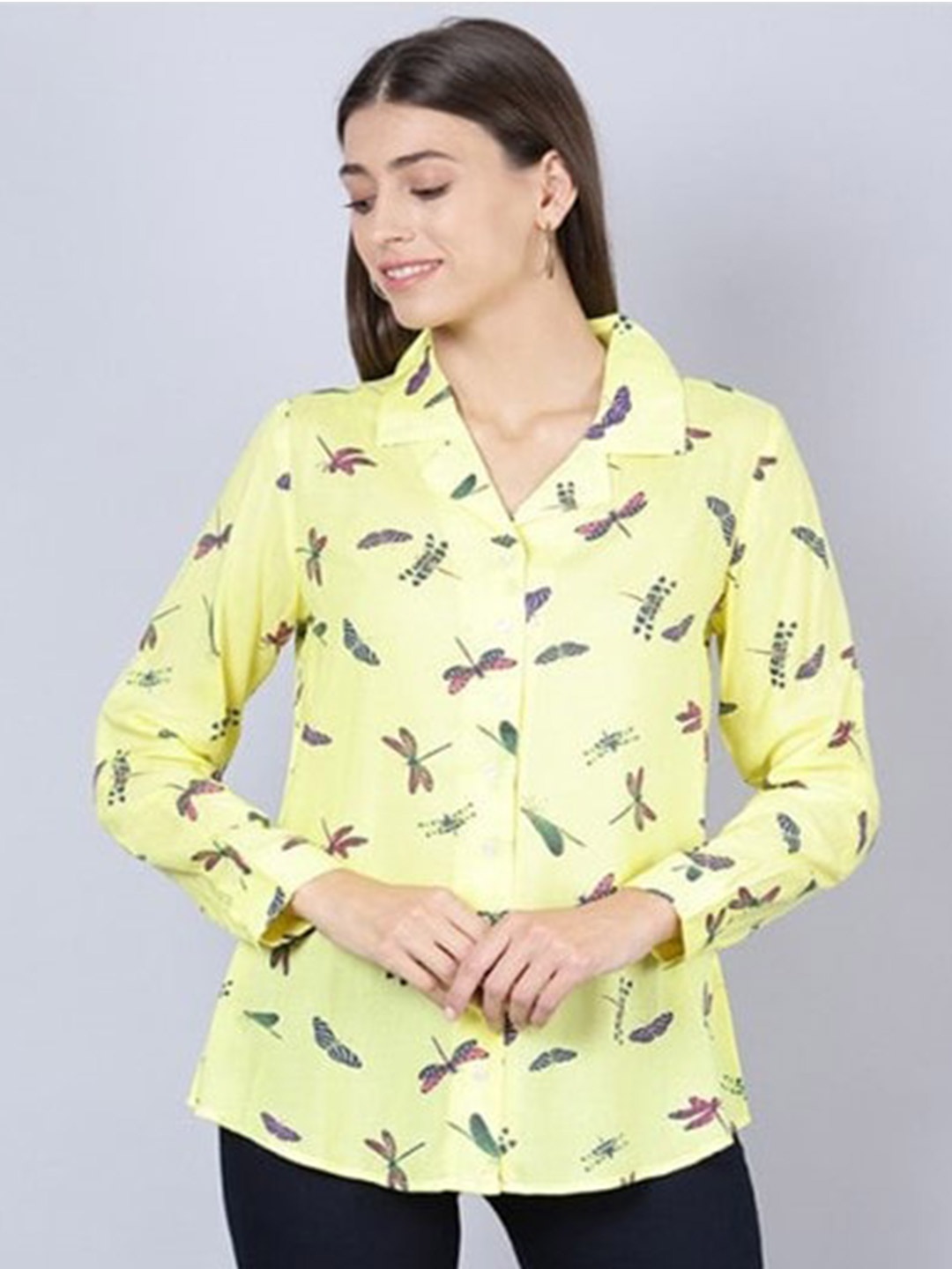 

Aila Abstract Printed Shirt Style Top, Yellow