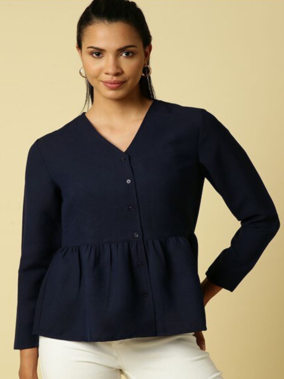 

Aila V-Neck Cotton Top, Blue