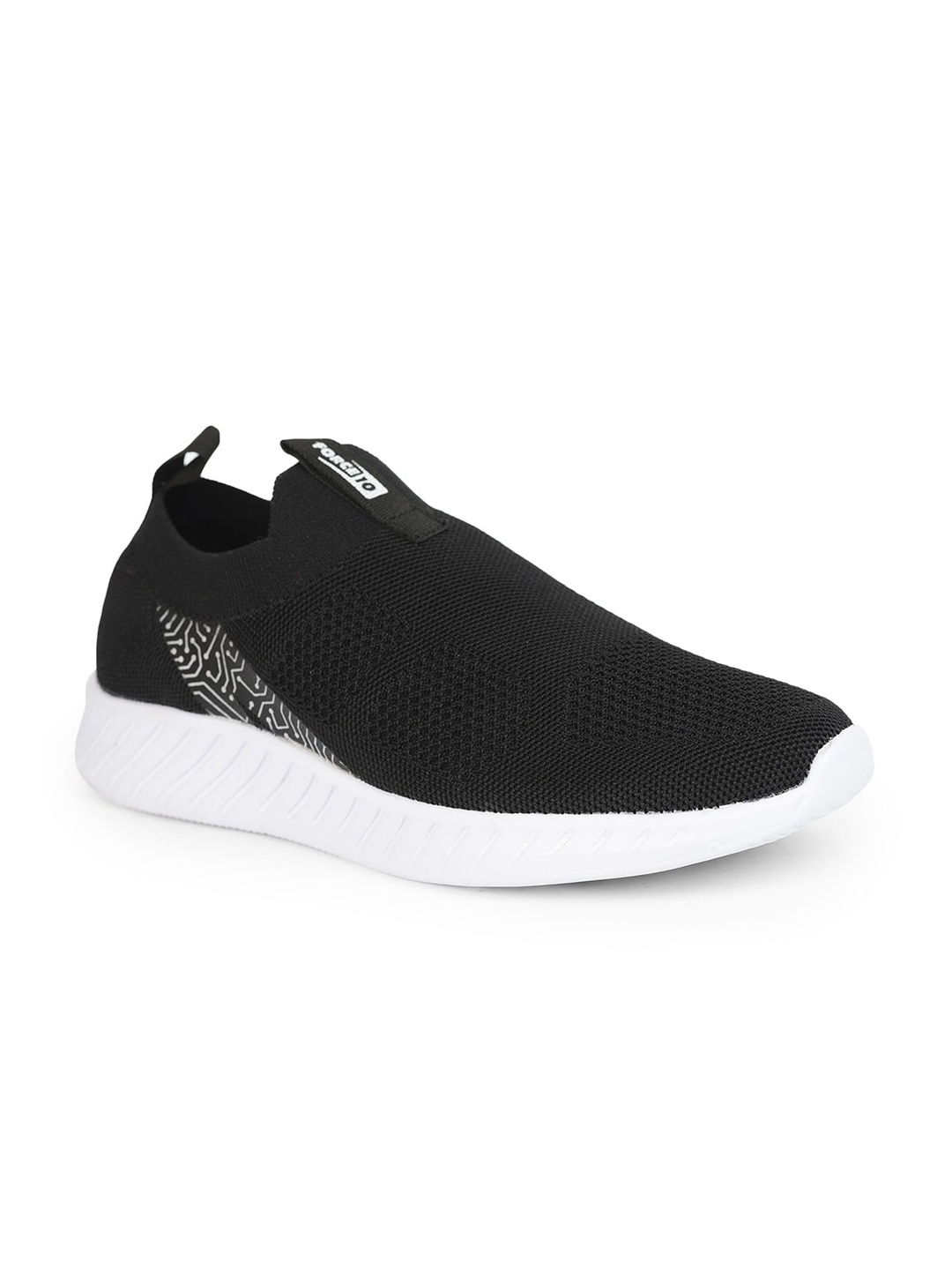 

Liberty Men Textured Lightweight Contrast Sole Slip-On Sneakers, Black