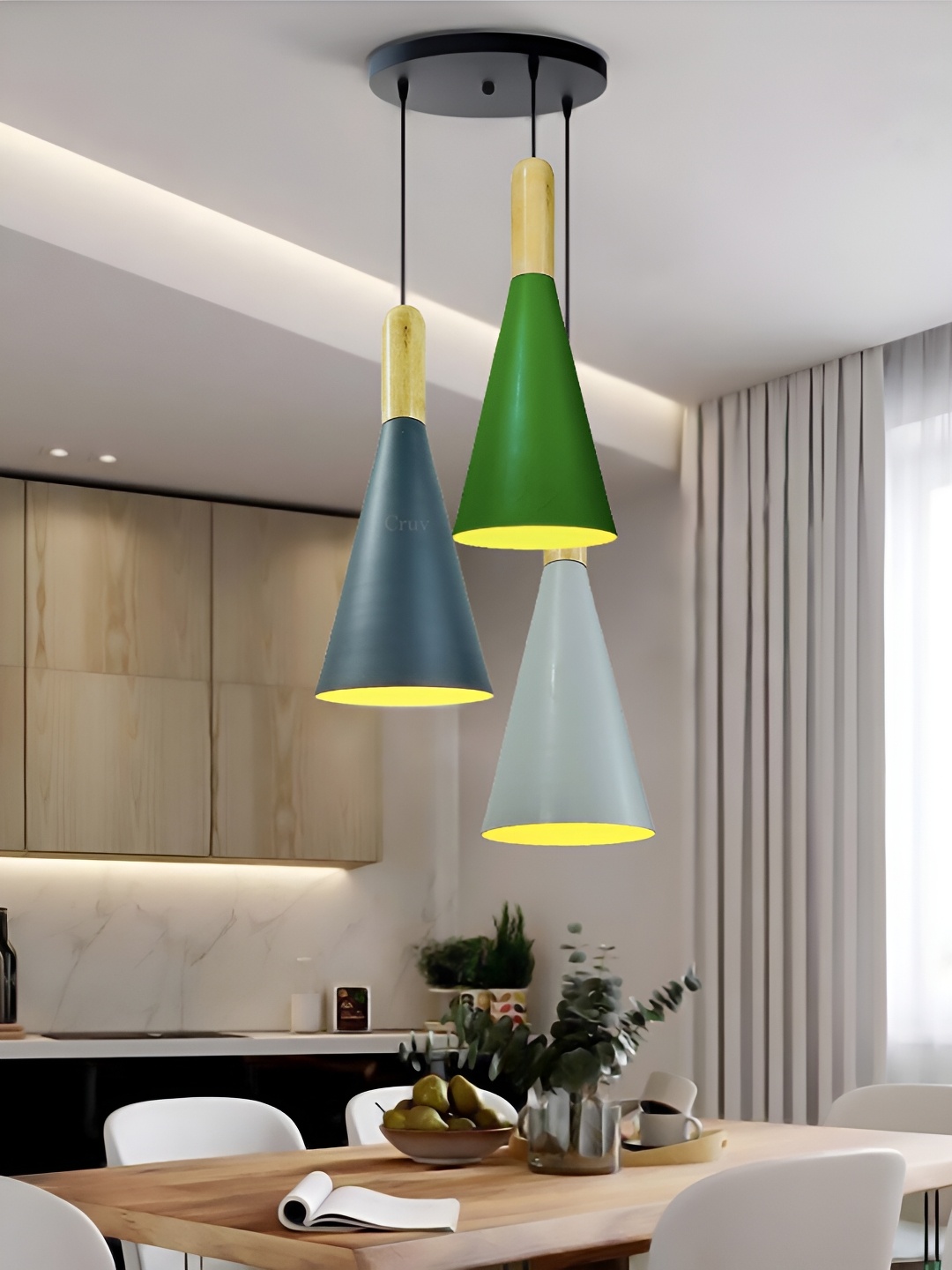 

Cruv Green & Blue Contemporary Spherical Aluminium Ceiling Lamp
