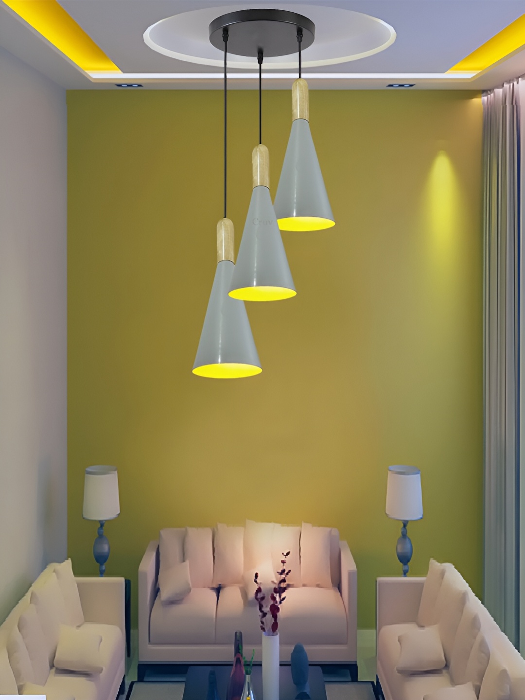 

Cruv White Triangle Shaped Aluminium Ceiling Lamp
