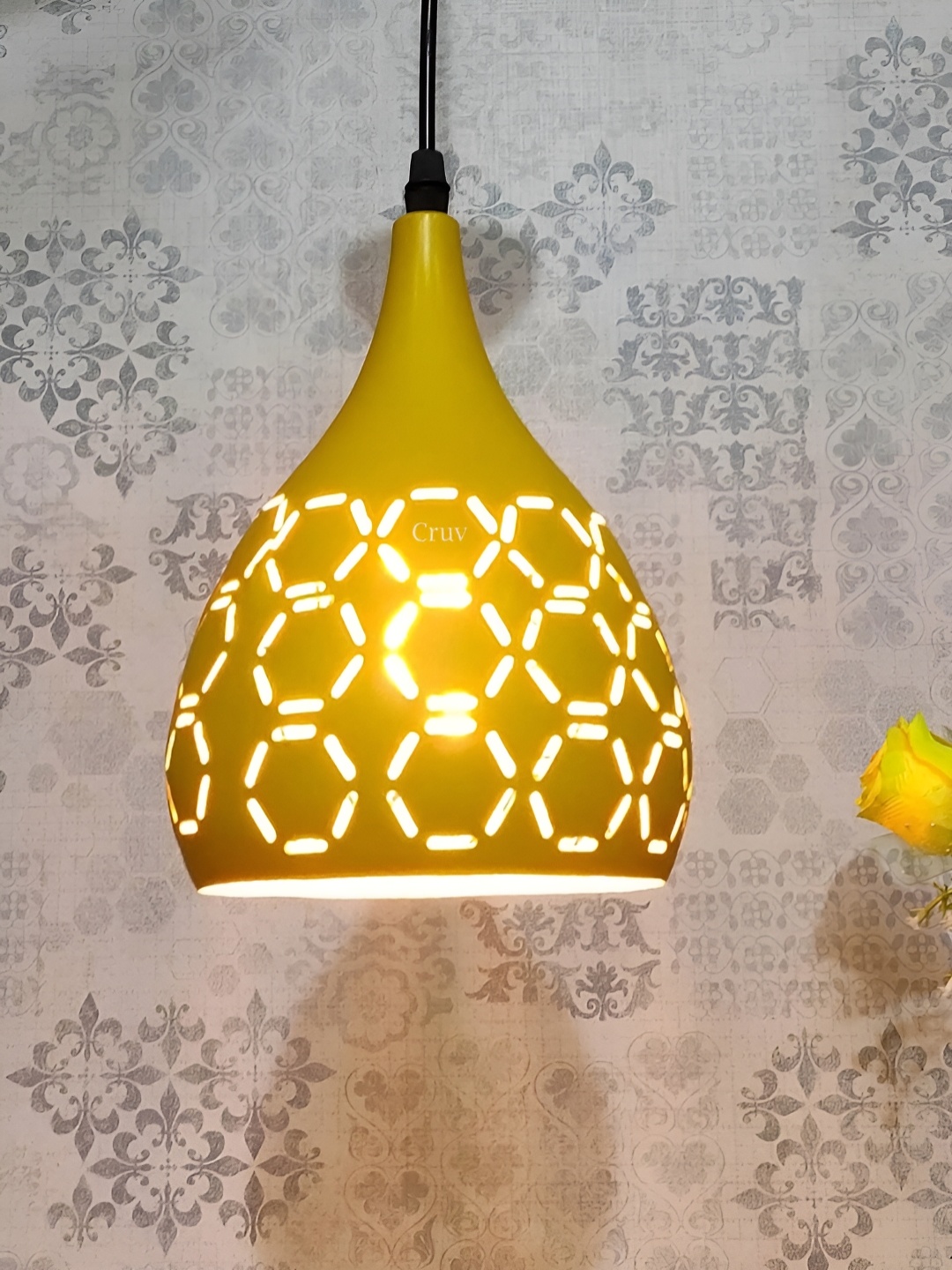 

Cruv Yellow Semi Sphere Textured Aluminium Ceiling Lamp