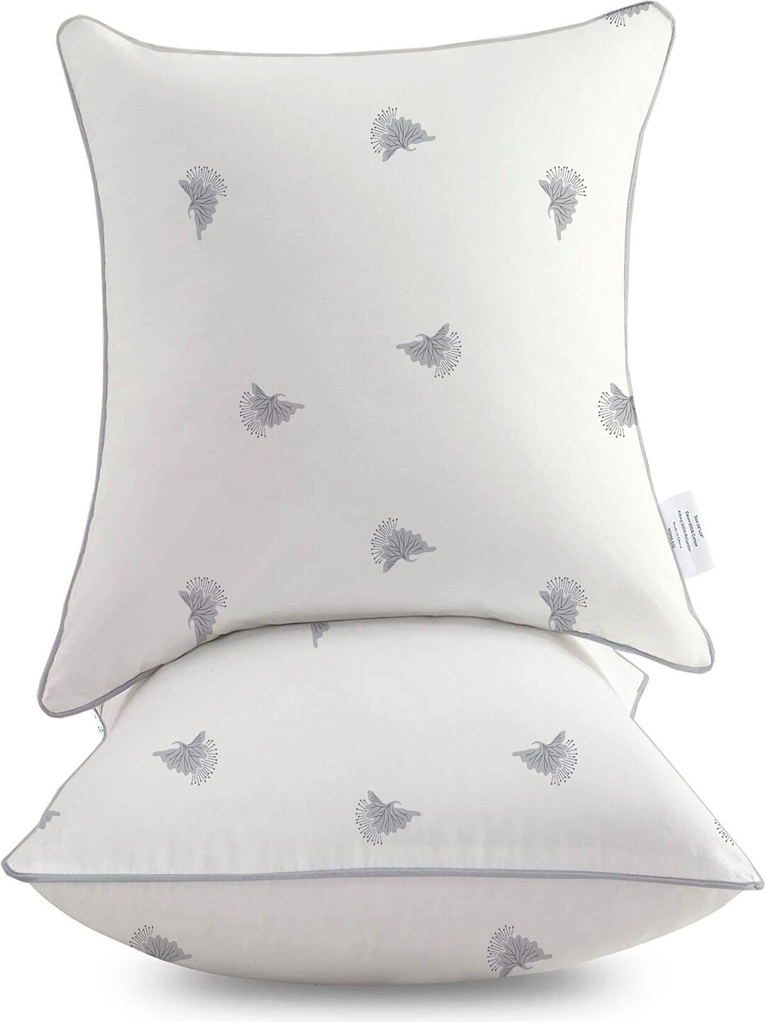 

THE WHITE MOSS Jane Premium 2 Pcs White Abstract Cotton Square Cushion Covers