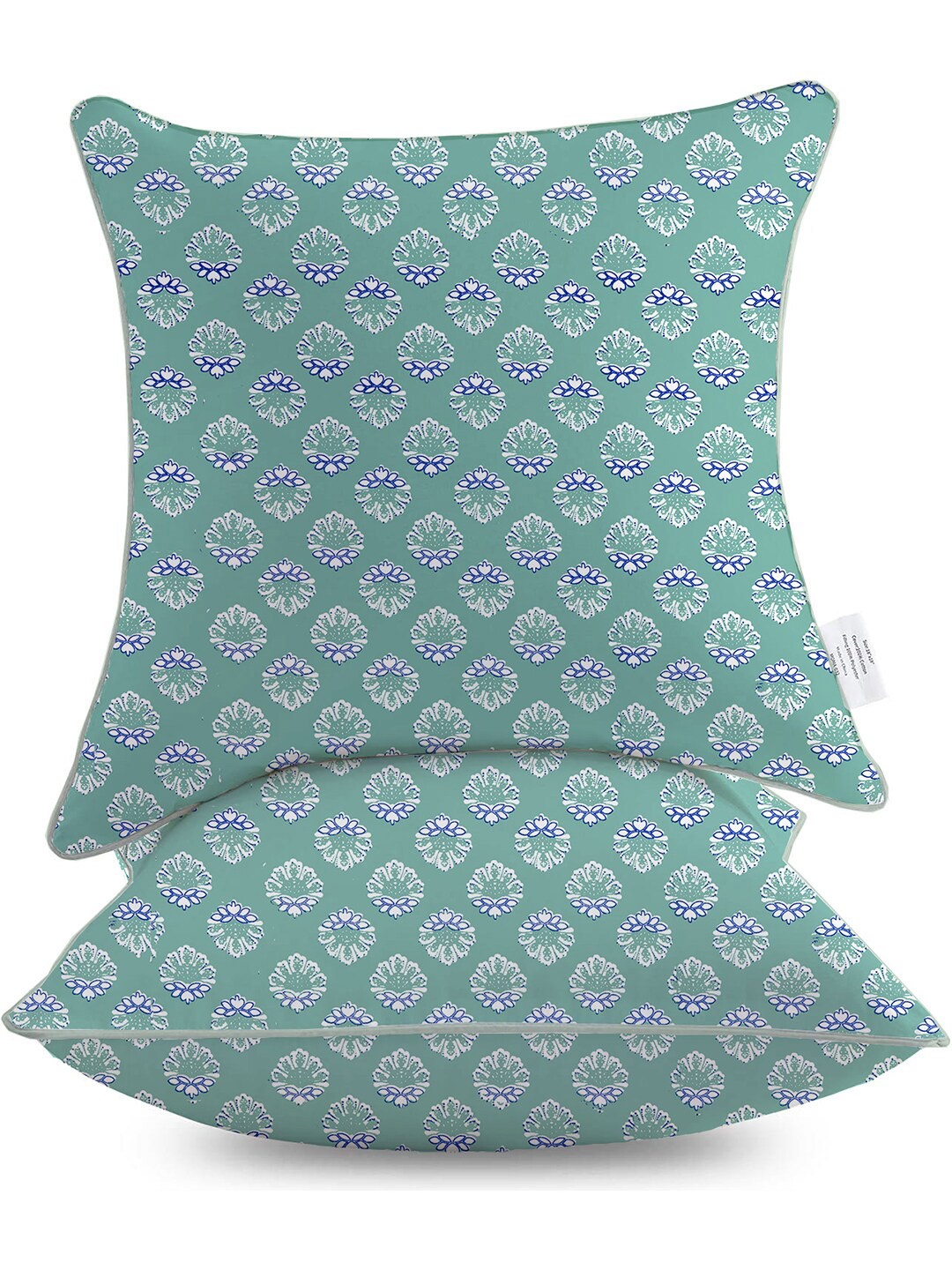 

THE WHITE MOSS Jane Premium 2 Pcs Green Ethnic Motifs Cotton Square Cushion Covers