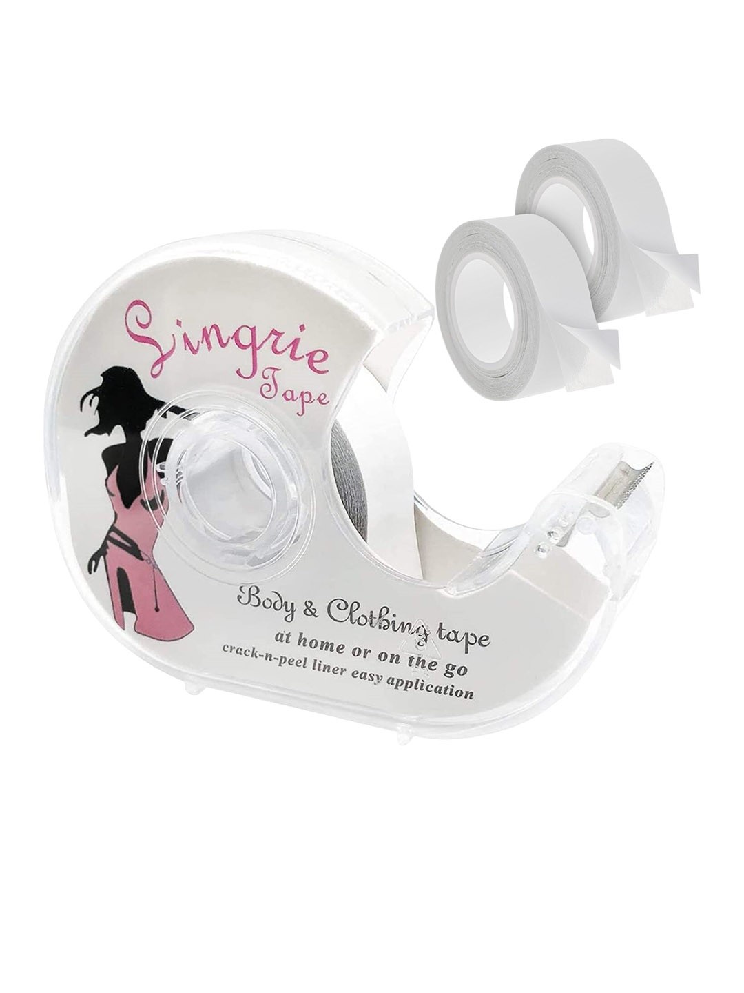 

PLUMBURY Women Set Of 3 Double Sided Body & Clothing Tape With Dispenser, Transparent