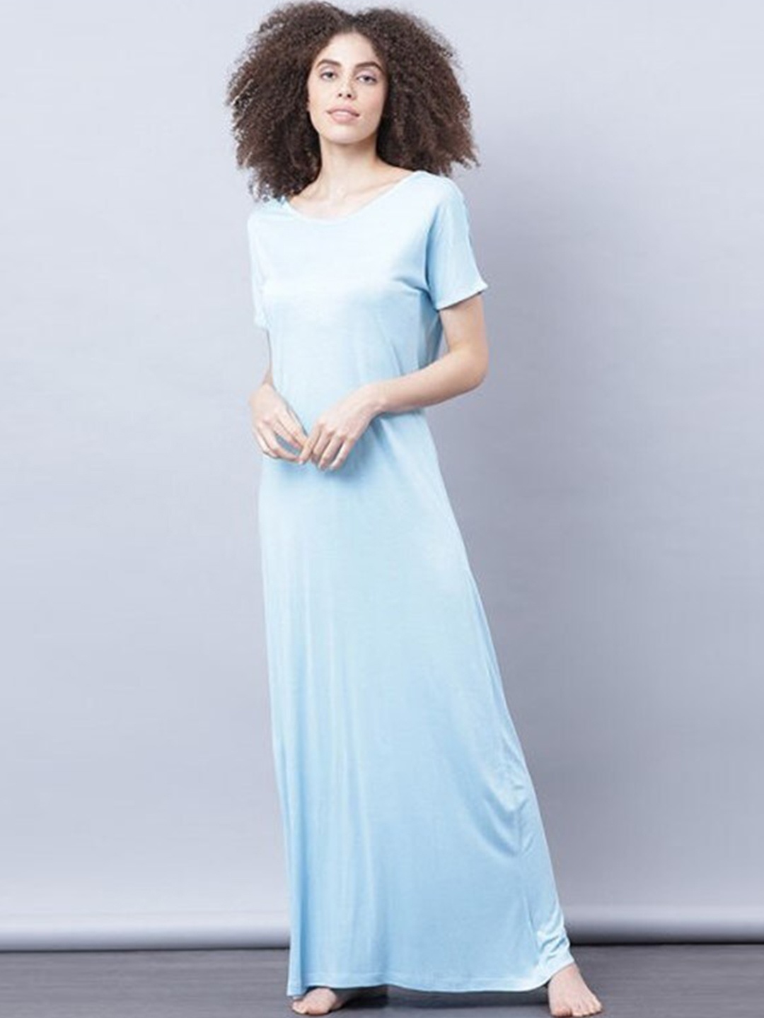 

Aila Round Neck Maxi Nightdress, Turquoise blue
