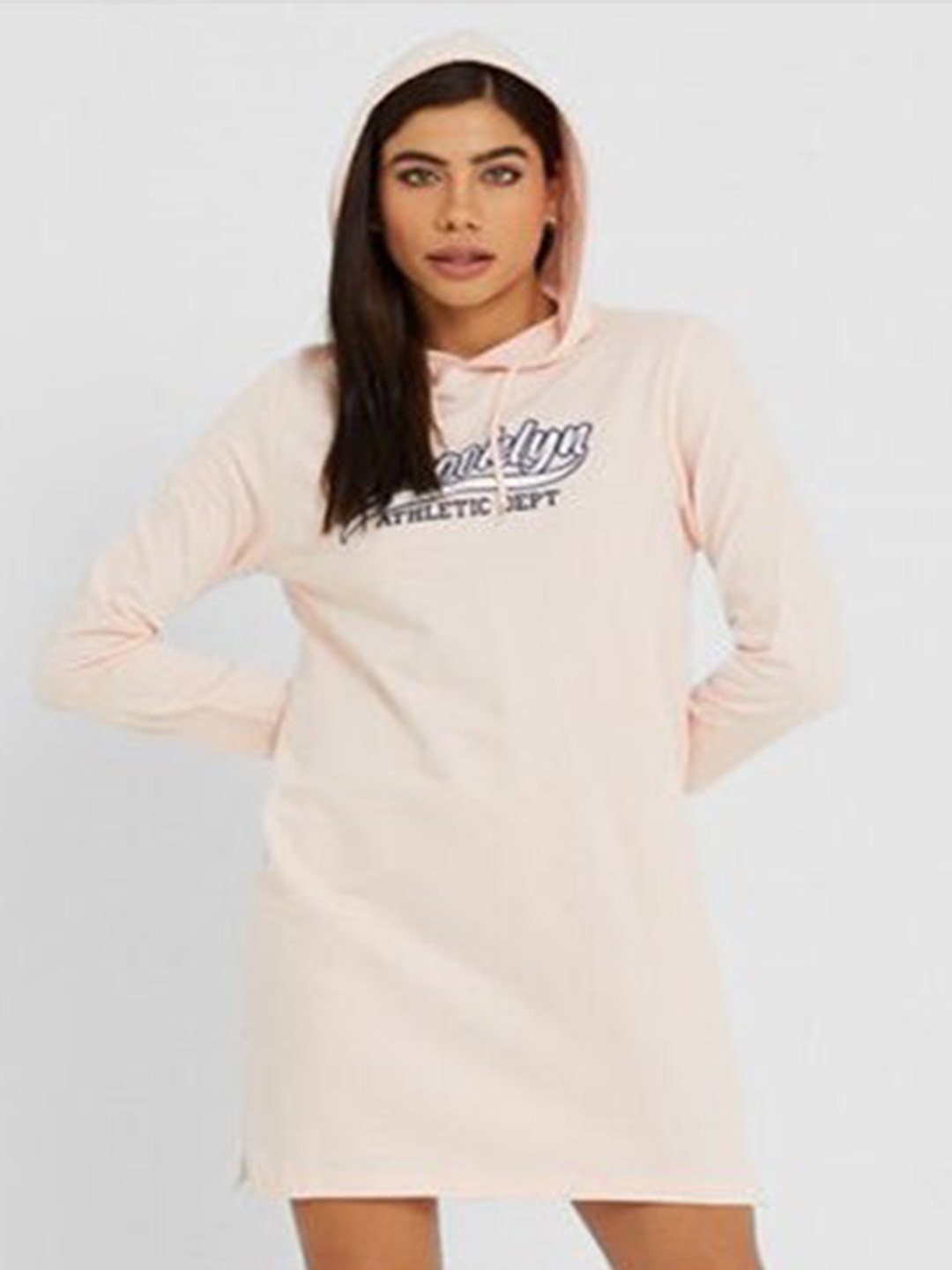 

Aila Typography Printed Hooded T-shirt Mini Dress, Pink