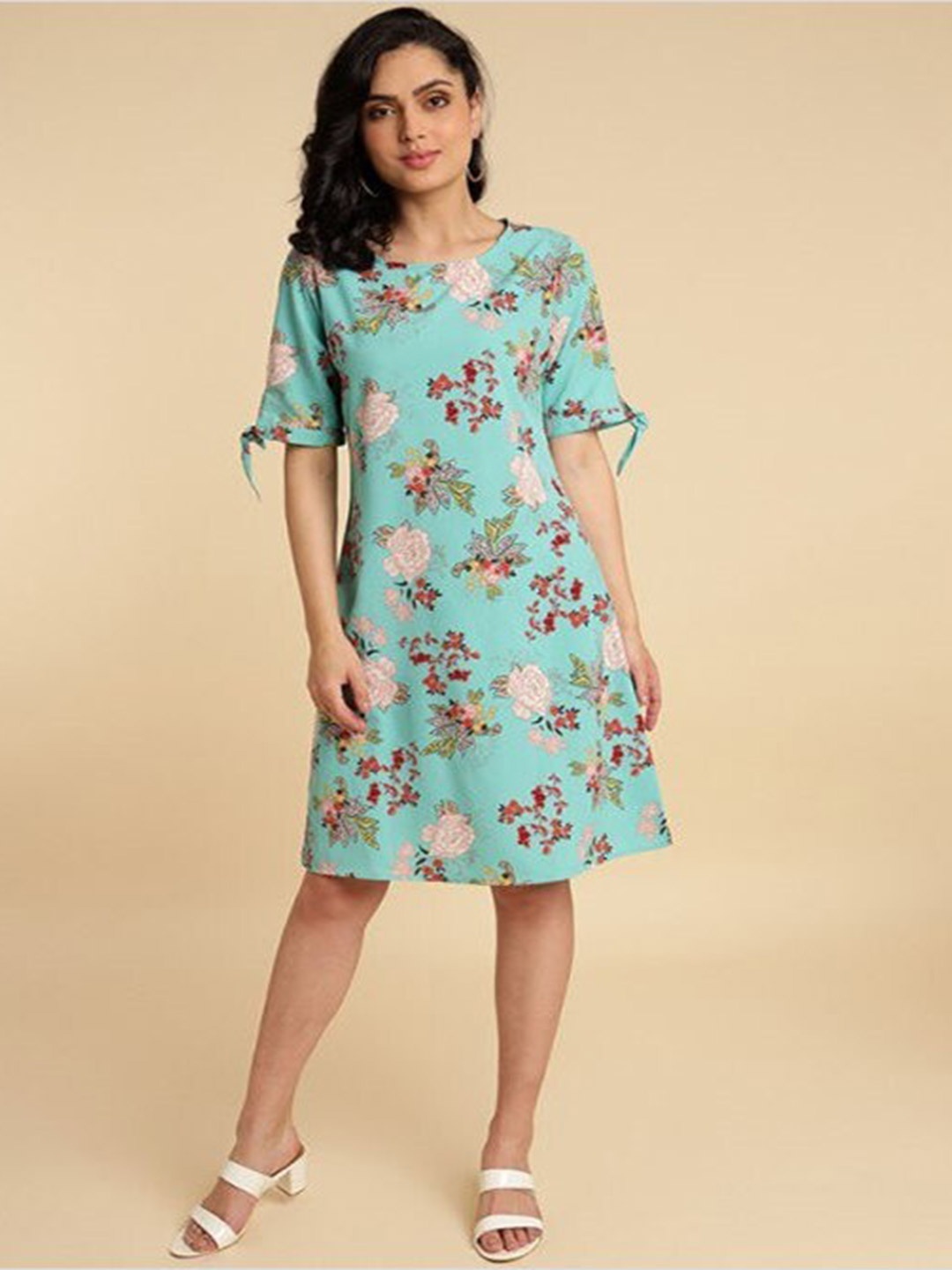 

Aila Floral Printed A-Line Dress, Green