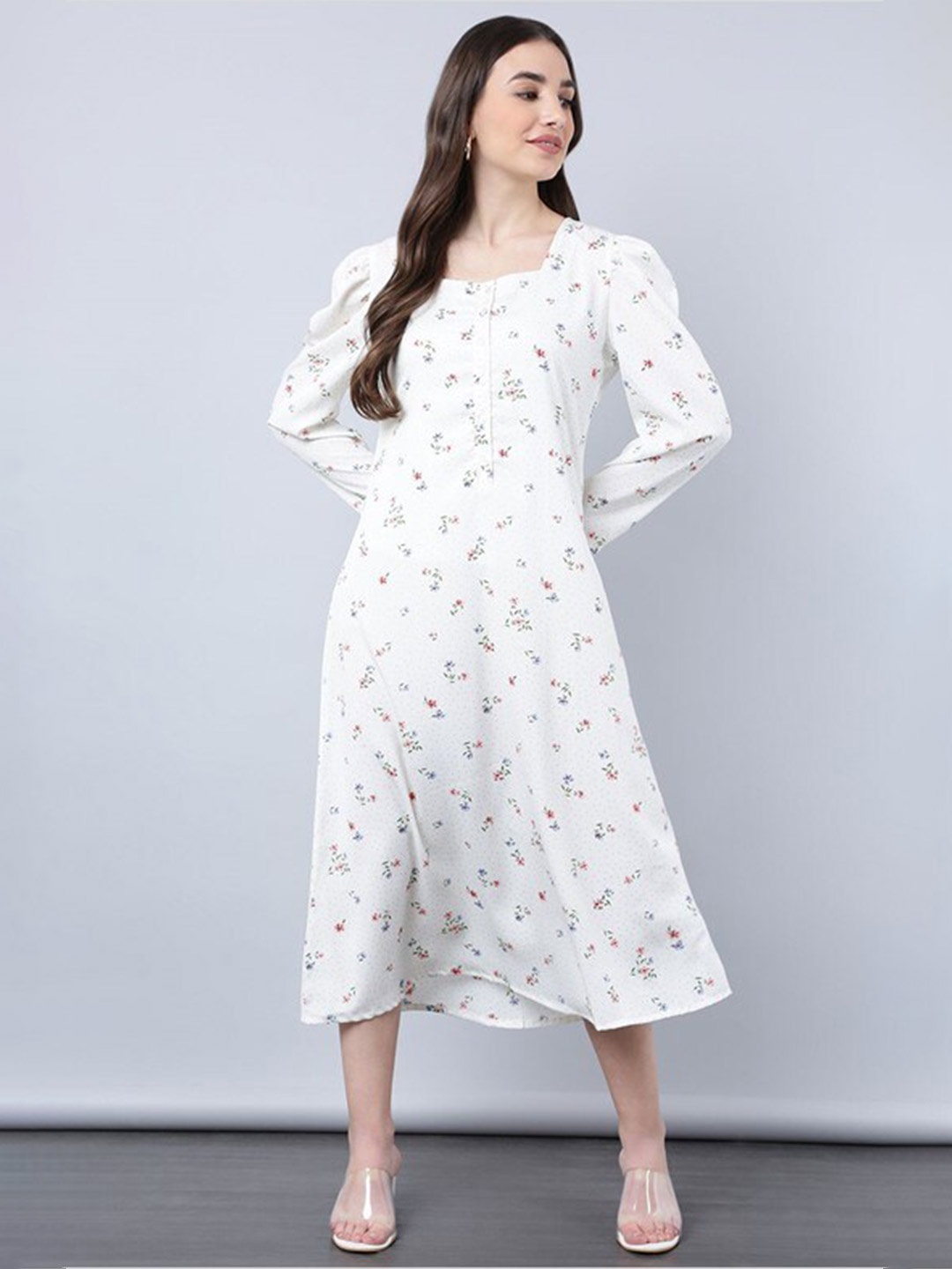 

Aila Floral Printed Cotton A-Line Mini Dress, White