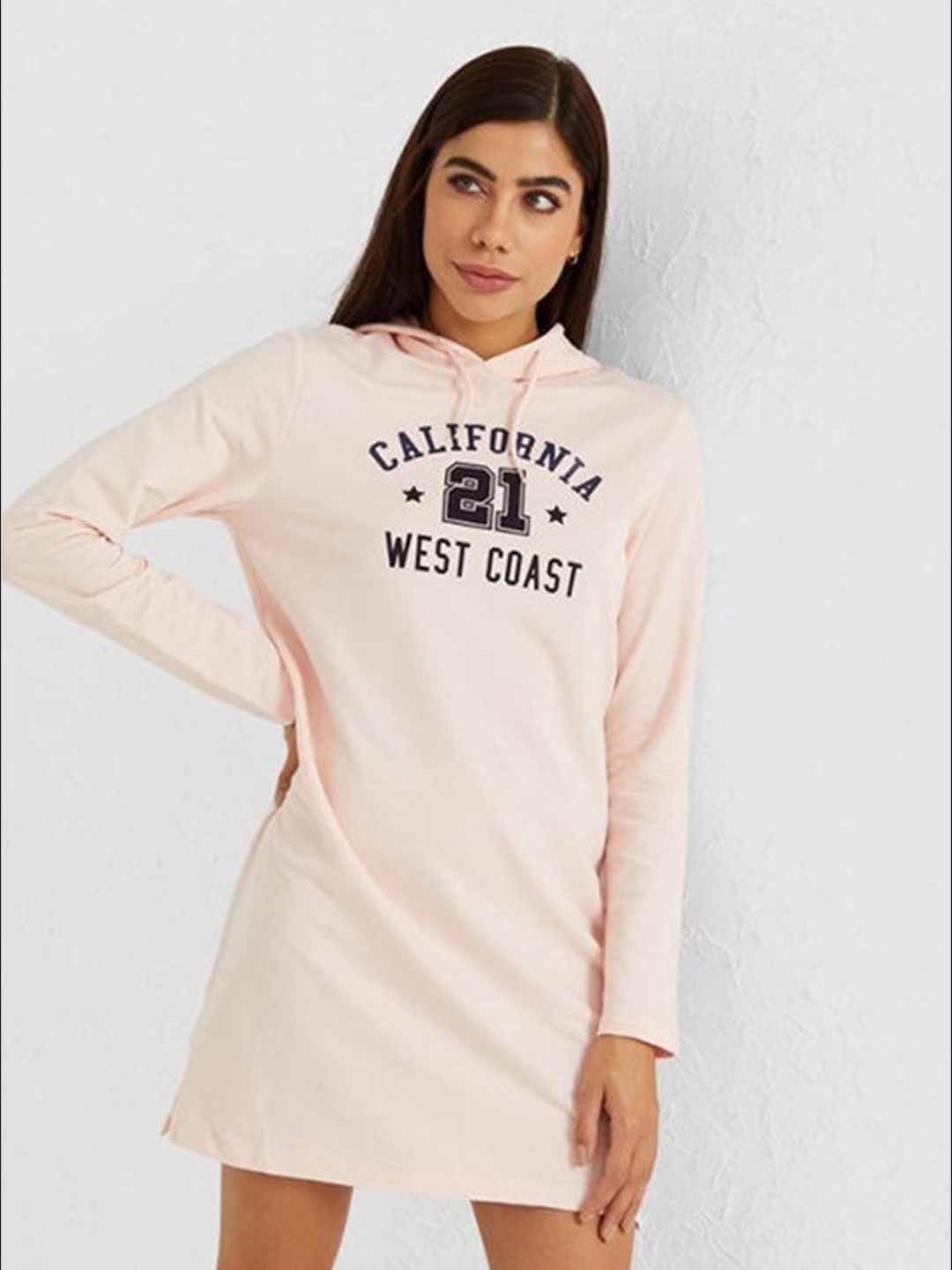 

Aila Printed Hooded Jumper Dress, Pink