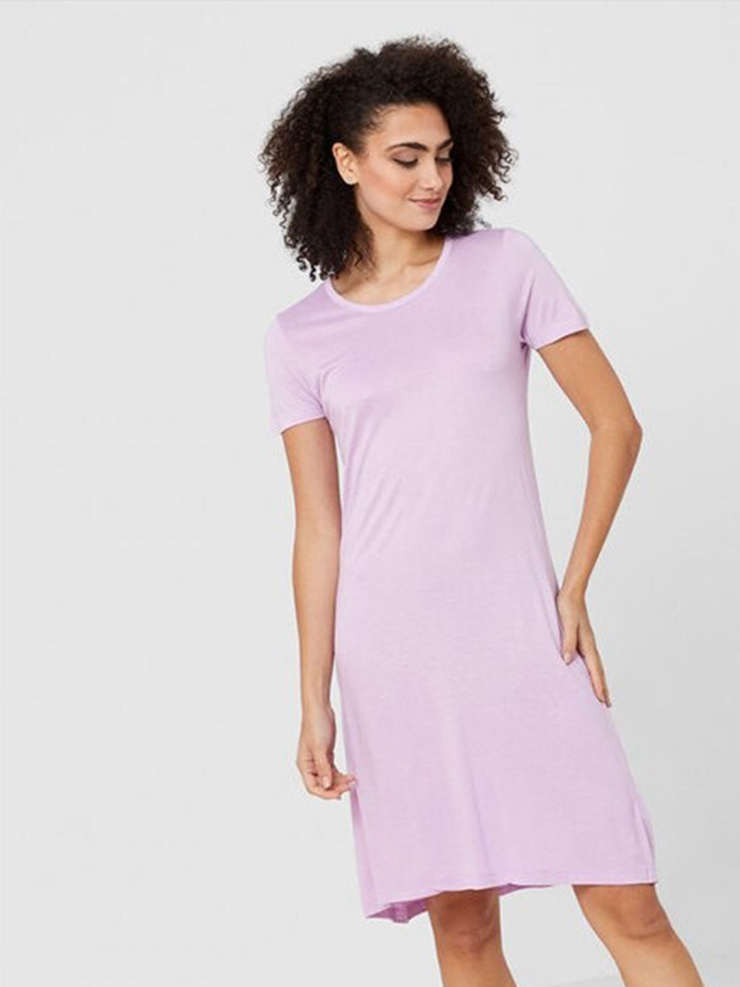 

Aila Round Neck Short Sleeves T-shirt Dress, Pink