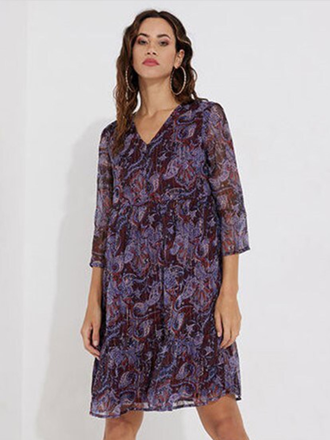 

Aila Floral Printed Cotton A Line Dress, Red