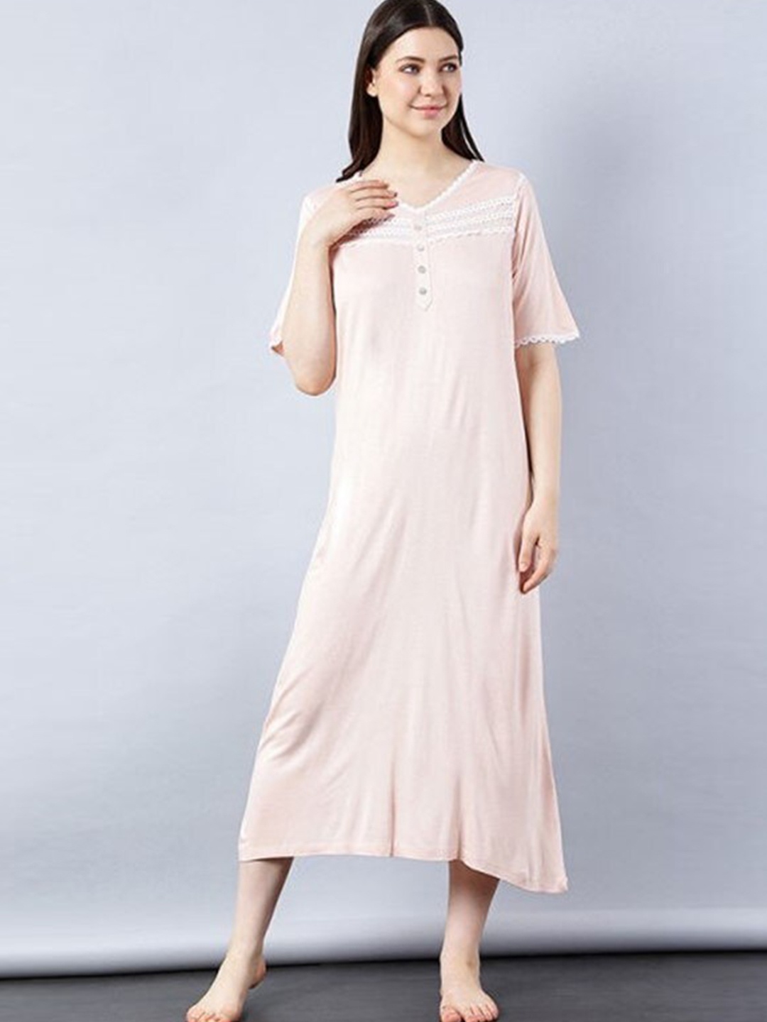 

Aila V-Neck Midi Nightdress, Orange