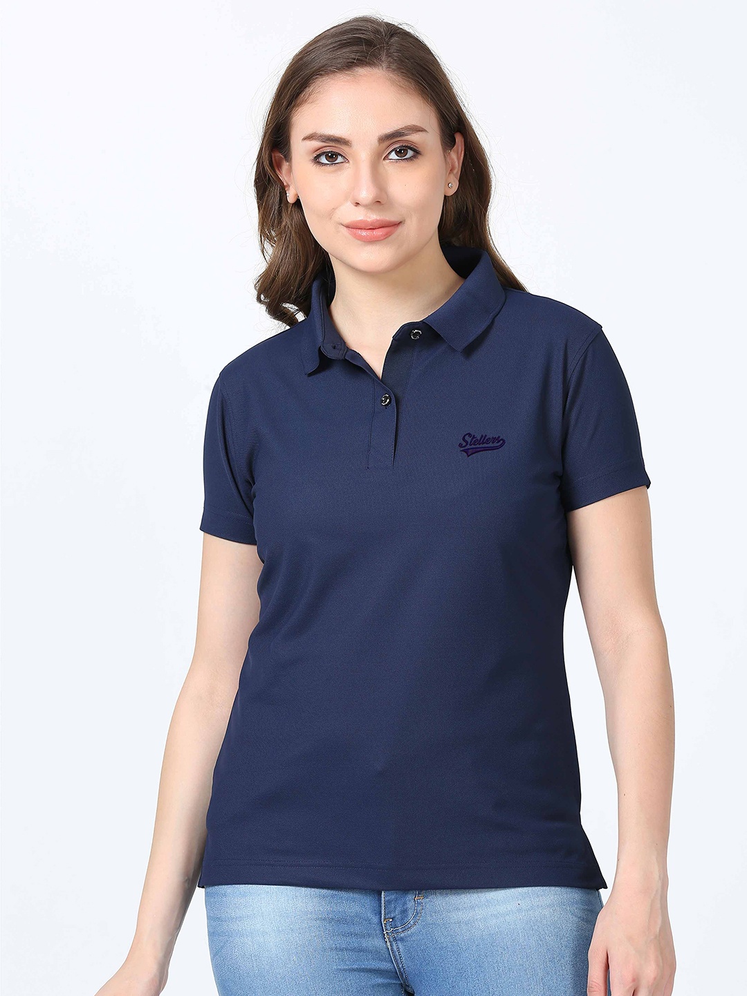 

STELLERS Polo Collar T-Shirt, Navy blue