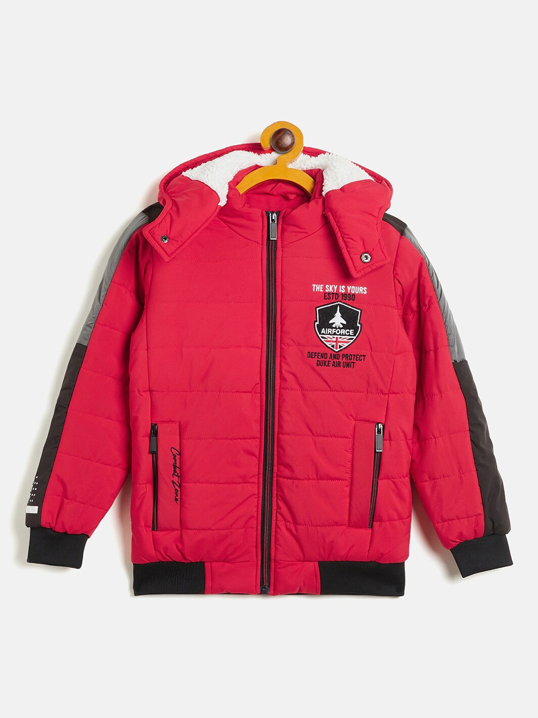 

Duke Boys Colourblocked Hood Bomber Jacket, Red