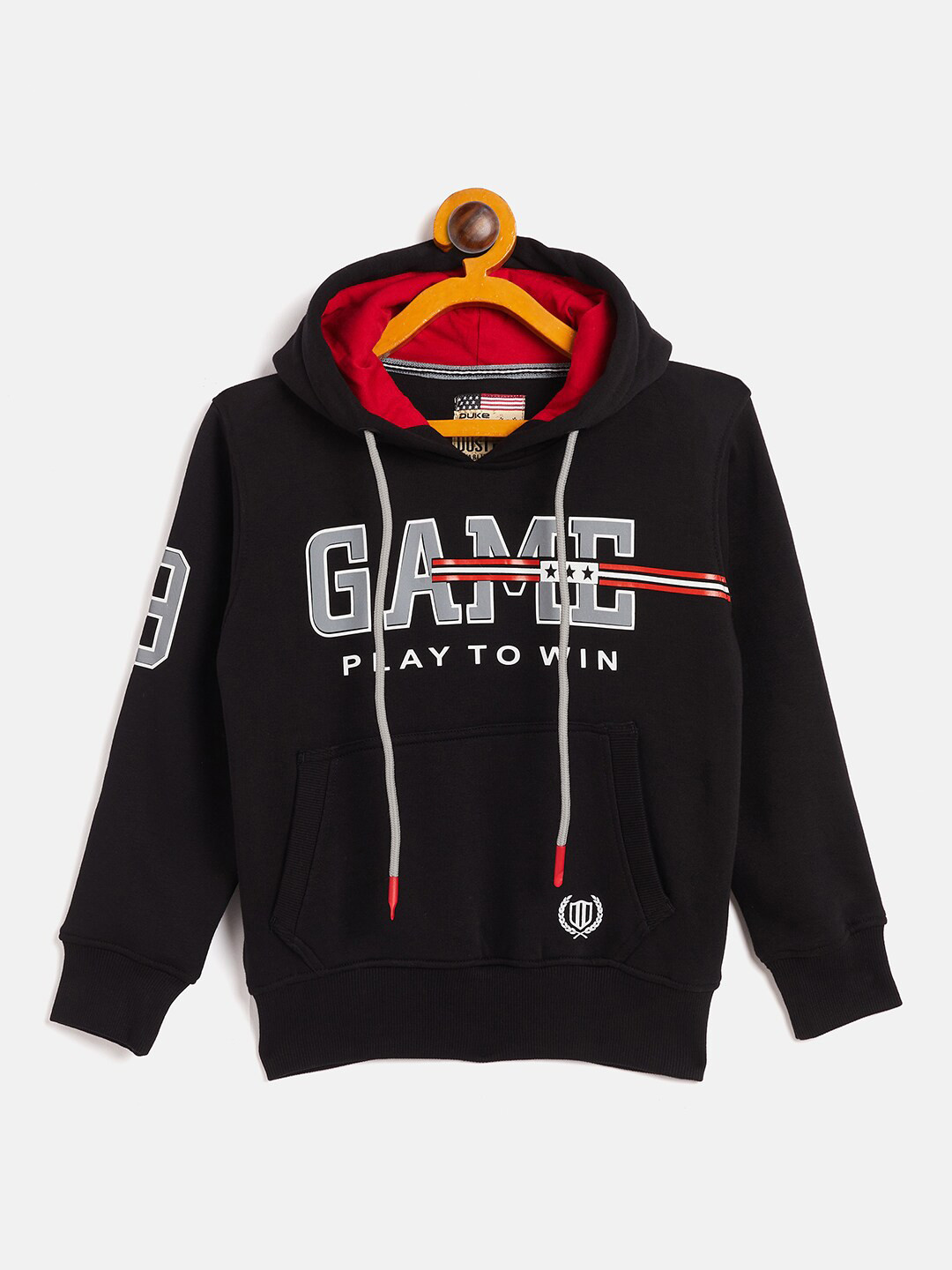 

Duke Boys Black Typography Printed Hooded Fleece Pullover