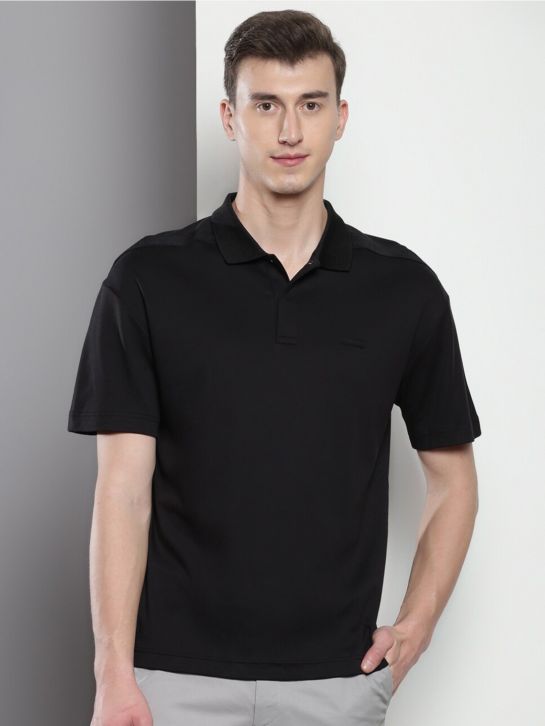 

Calvin Klein Jeans Polo Collar Slim Fit Cotton T-shirt, Black