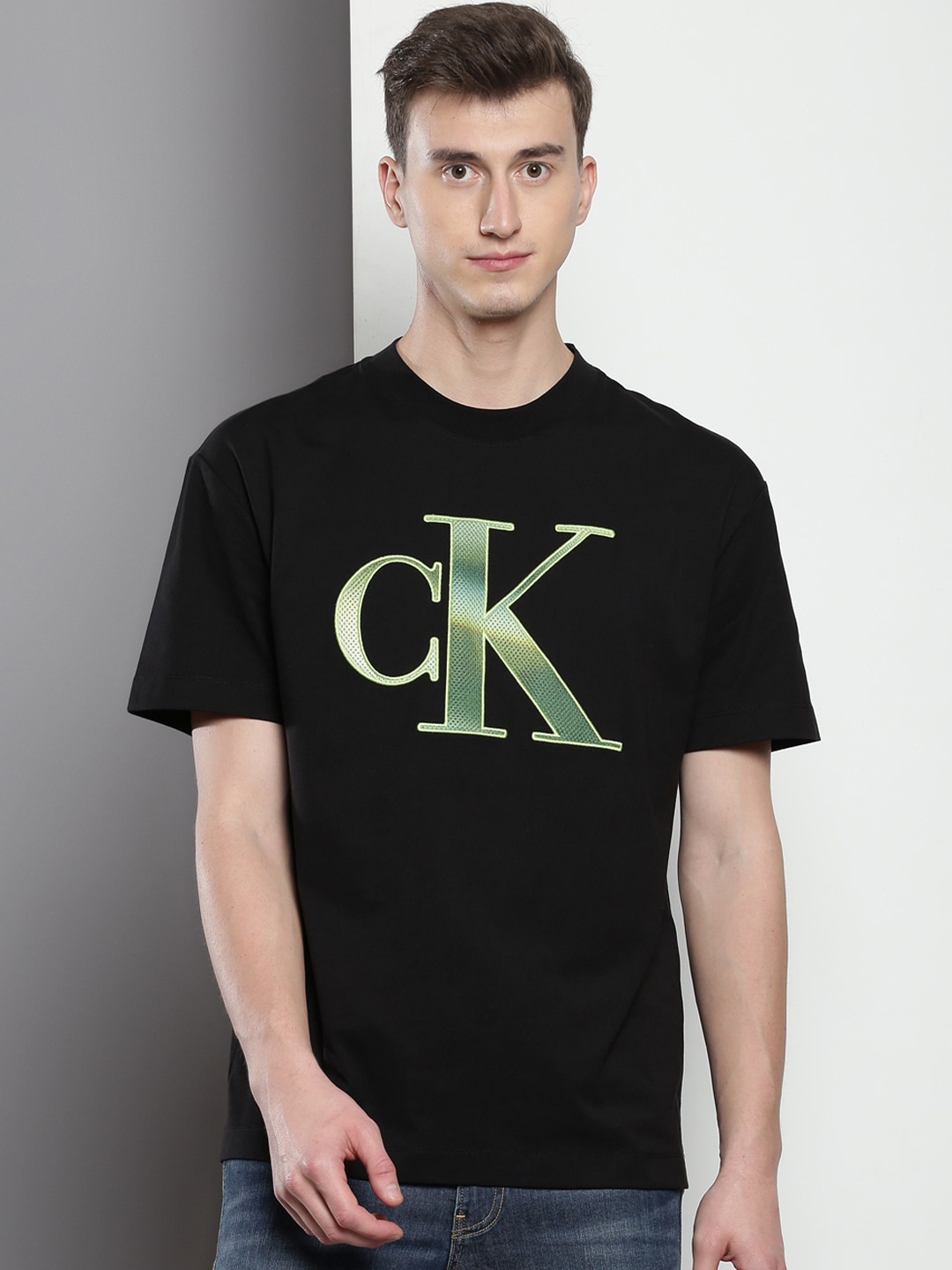 

Calvin Klein Jeans Typography Embroidered Cotton Relaxed Fit T-shirt, Black