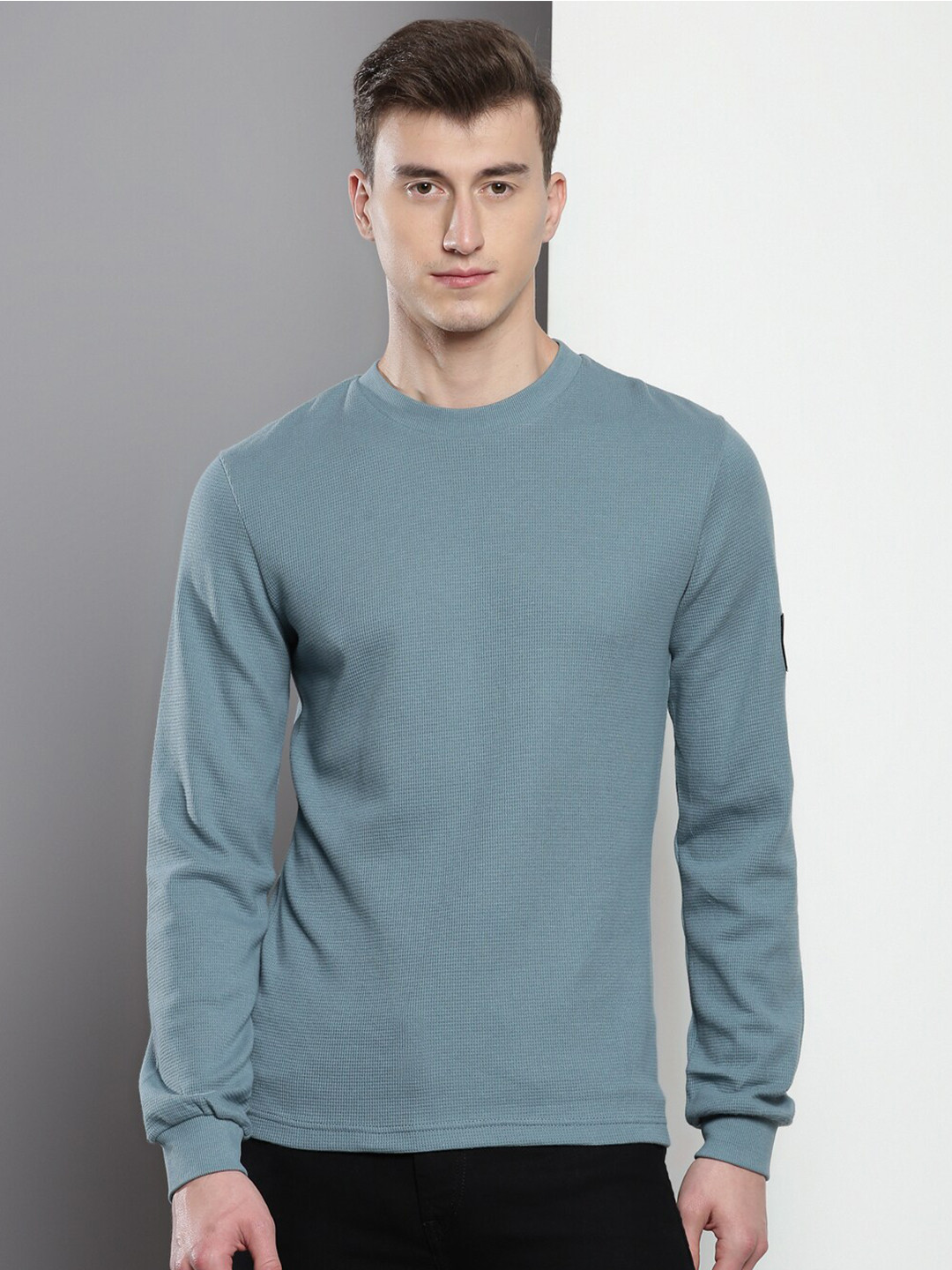 

Calvin Klein Round Neck Cotton Slim Fit T-shirt, Blue