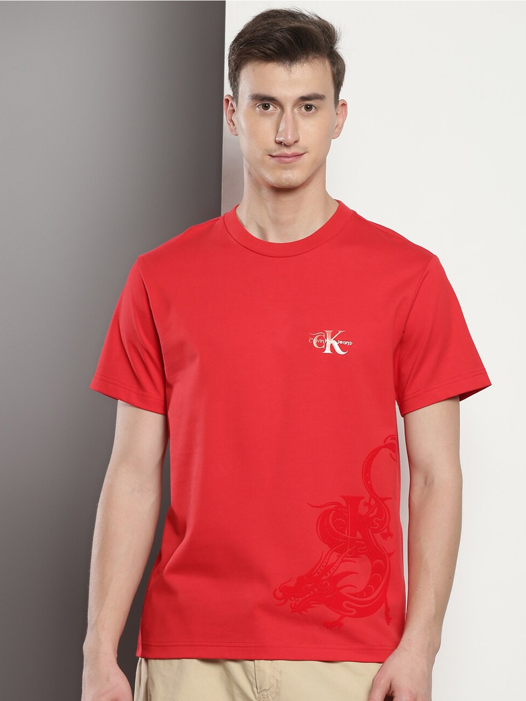 

Calvin Klein Jeans Printed Organic Cotton T-shirt, Red