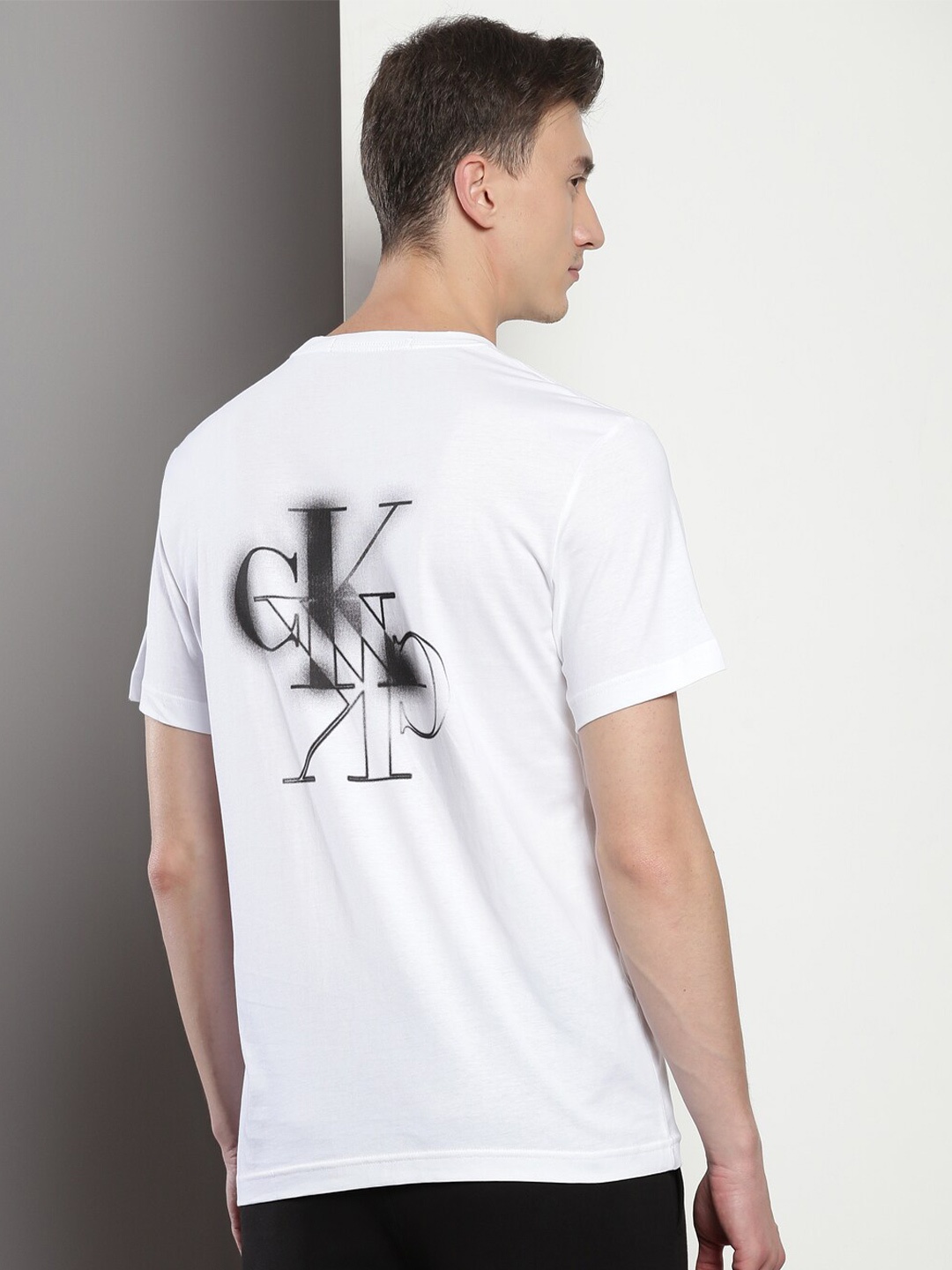 Calvin Klein Jeans Typography Printed Cotton T-shirt, White