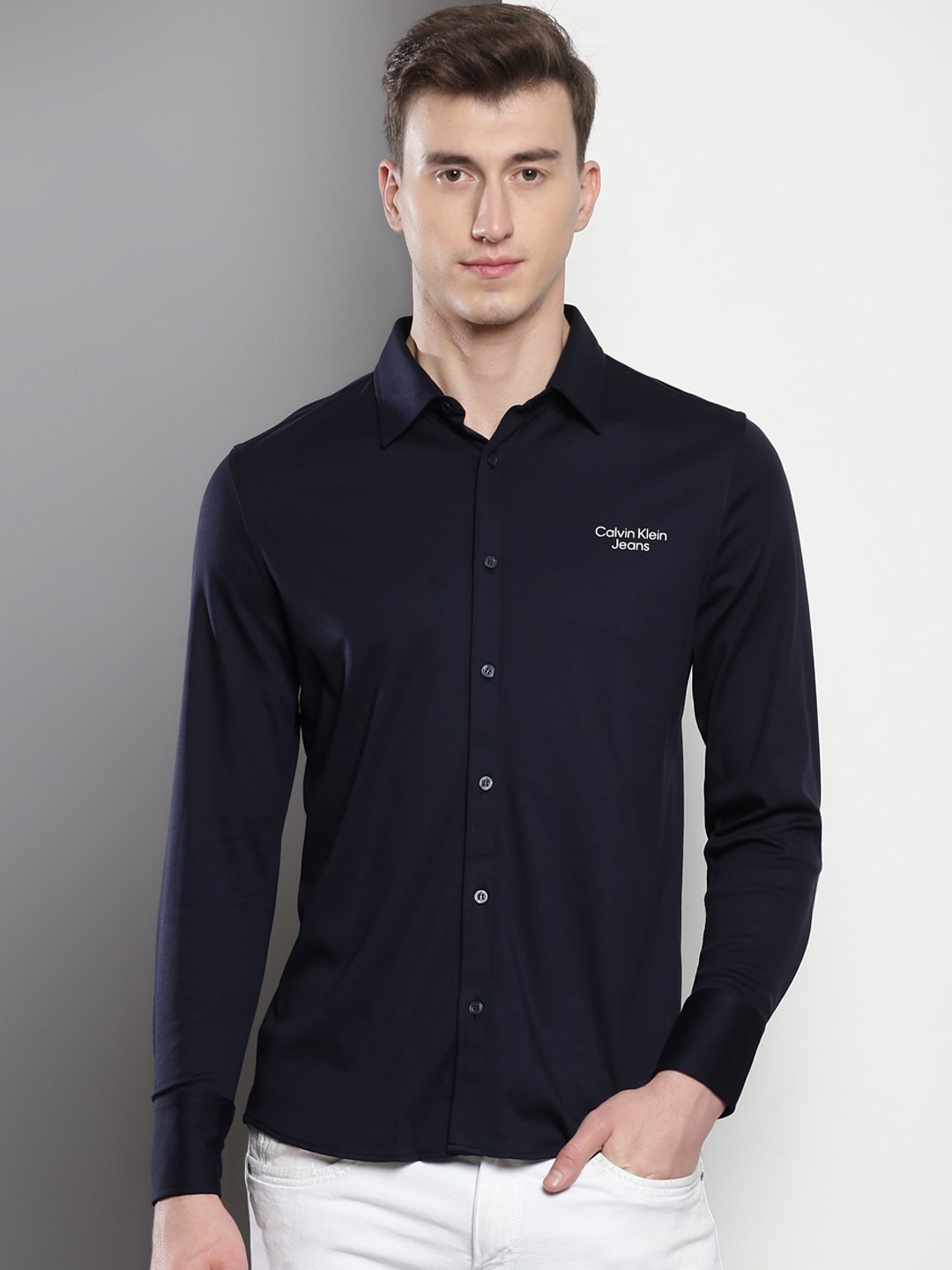 

Calvin Klein Jeans Slim Fit Cotton Casual Shirt, Blue