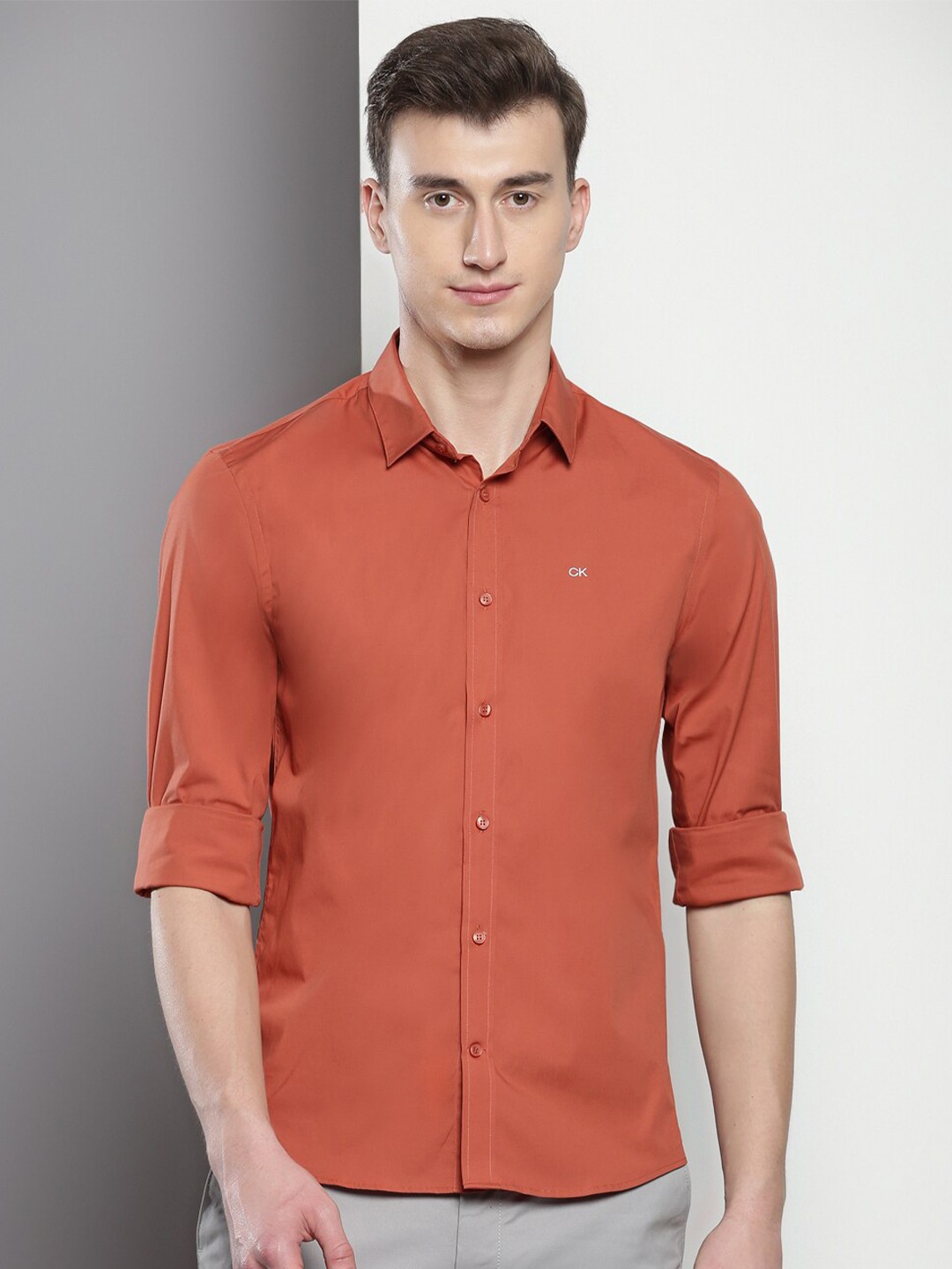 

Calvin Klein Slim Fit Cotton Casual Shirt, Orange