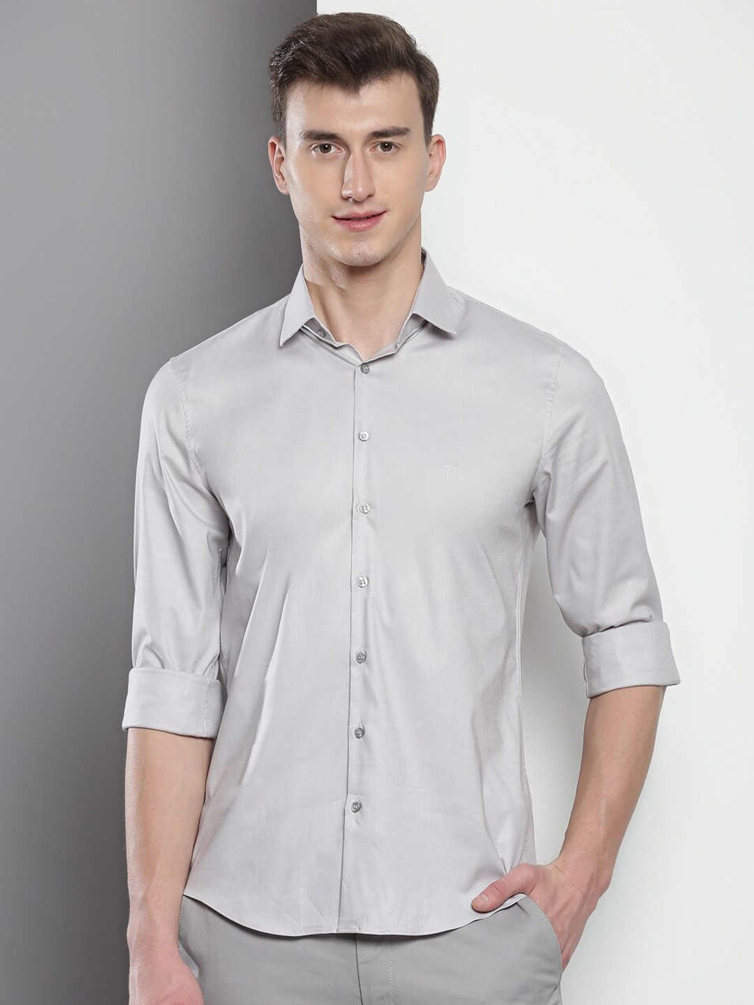 

Calvin Klein Jeans Slim Fit Cotton Casual Shirt, Grey