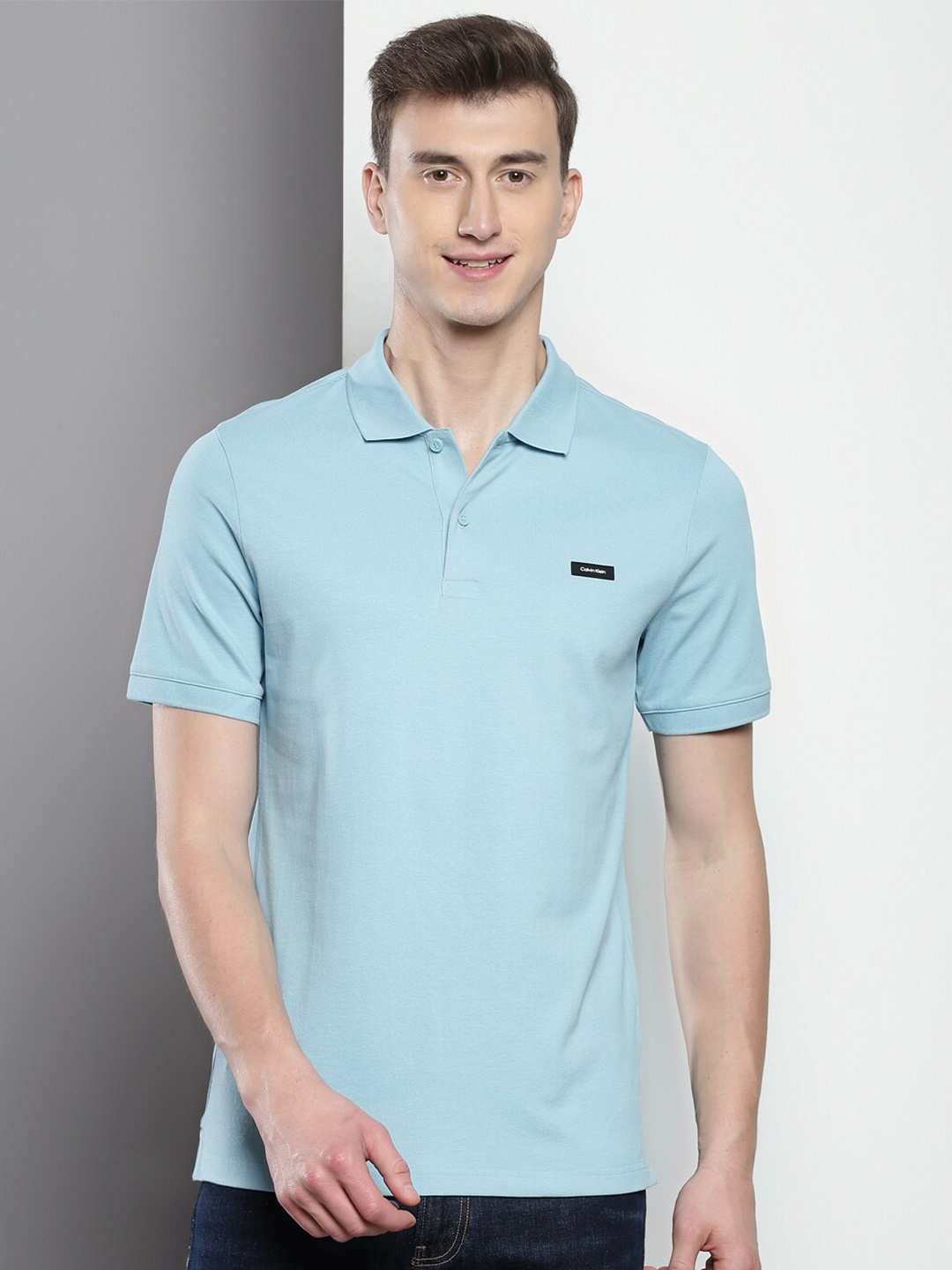 

Calvin Klein Jeans Polo Collar Slim Fit Cotton T-shirt, Blue