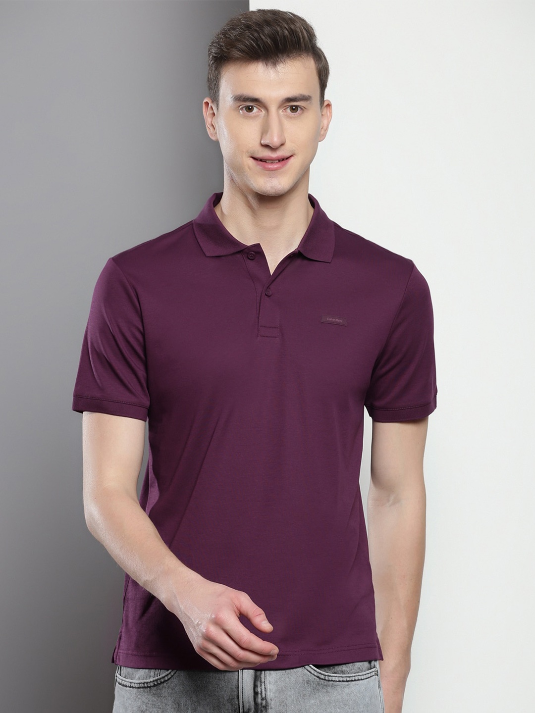 

Calvin Klein Polo Collar Slim Fit Cotton T-shirt, Burgundy