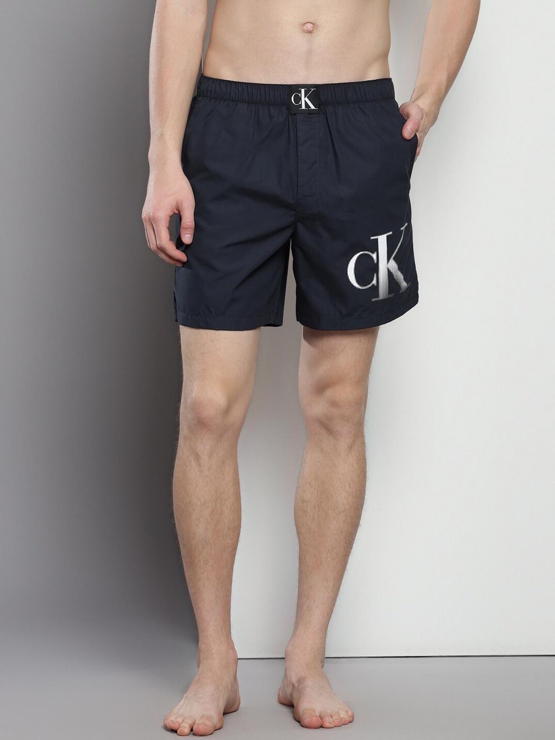 

Calvin Klein Printed Mid-Rise Cotton Boxer, Blue