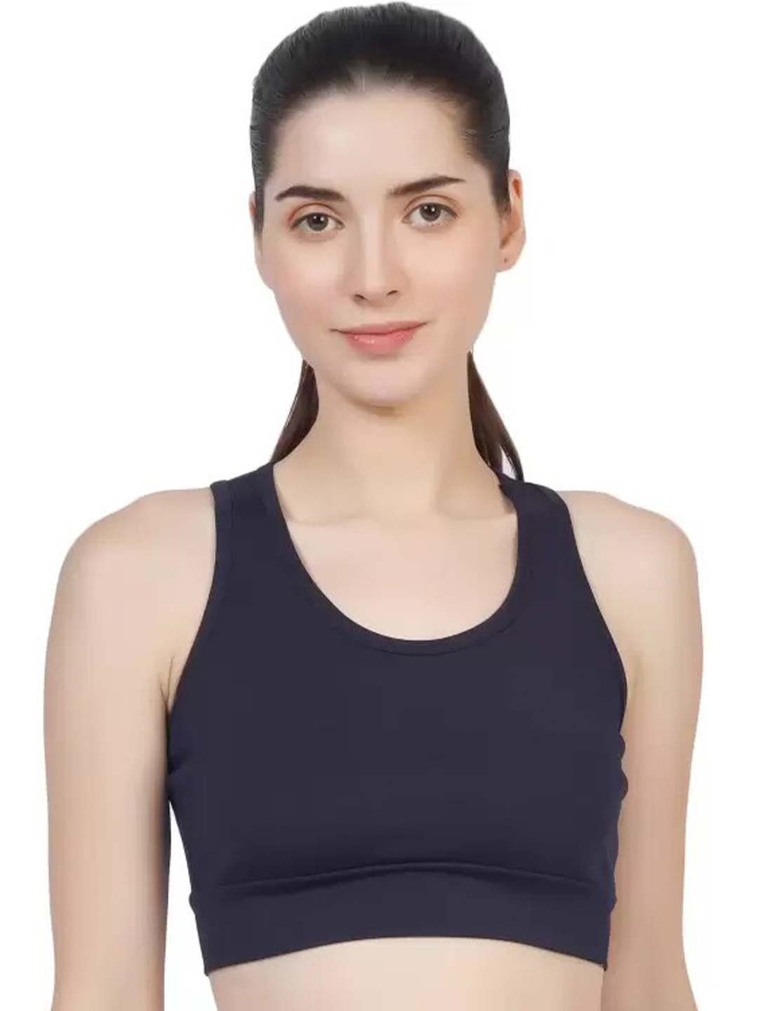 

BLUEFICUS Full Coverage Pure Cotton Workout Bra With Moisture Wicking, Navy blue