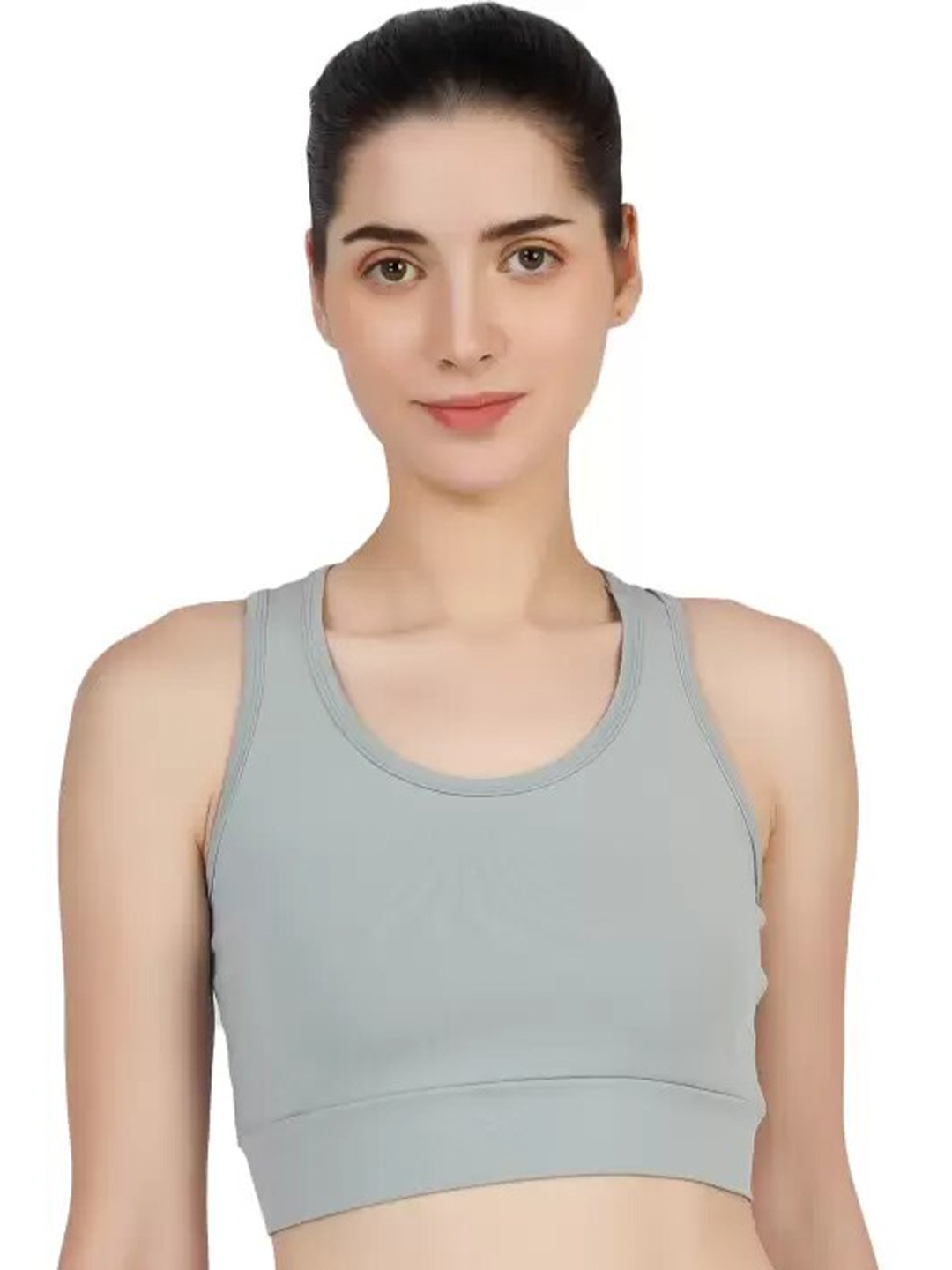 

BLUEFICUS Non Padded Full Coverage Moisture Wicking Pure Cotton Workout Bra, Grey