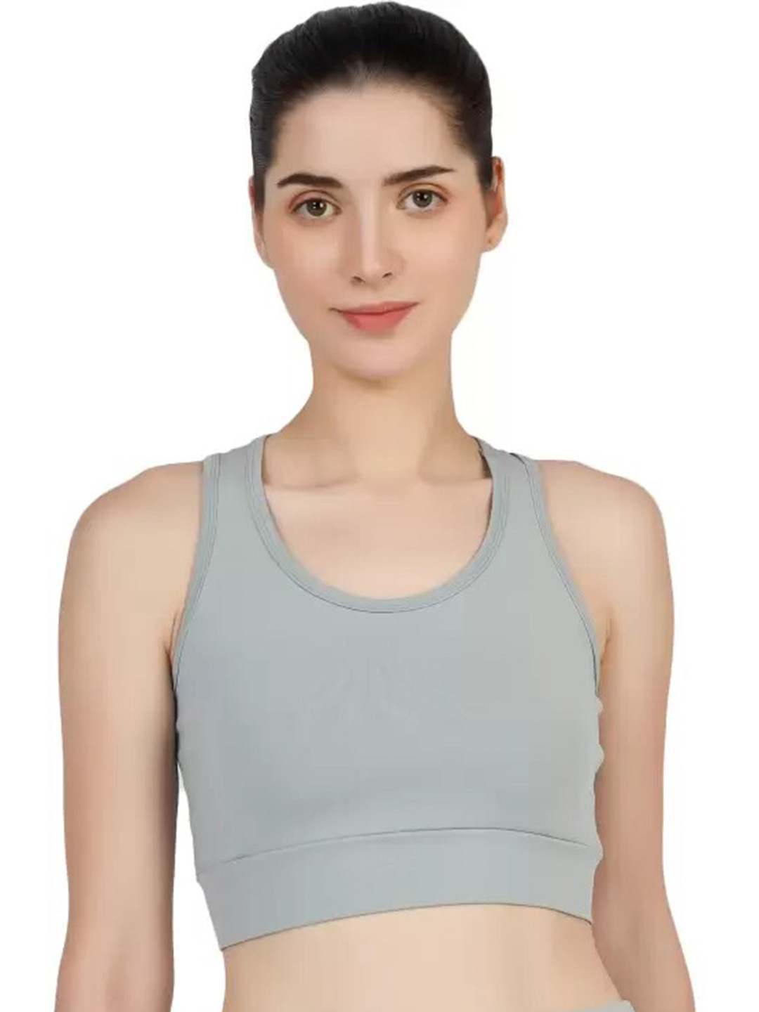 

BLUEFICUS Non Padded Full Coverage Moisture Wicking Pure Cotton Workout Bra, Grey