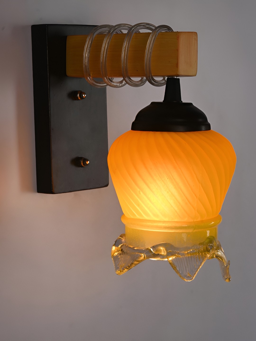 

Afast Yellow & Black Textured Glass Wall Lamp