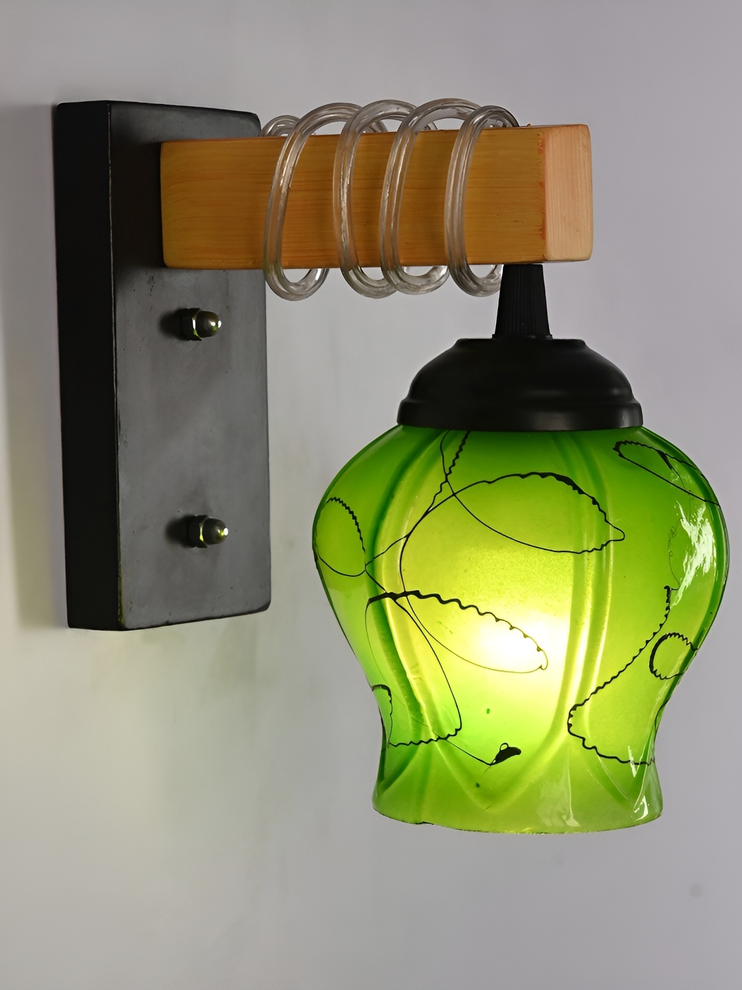 

Afast Green & Black Printed Glass Bell Shaped Contemporary Wall Lamp