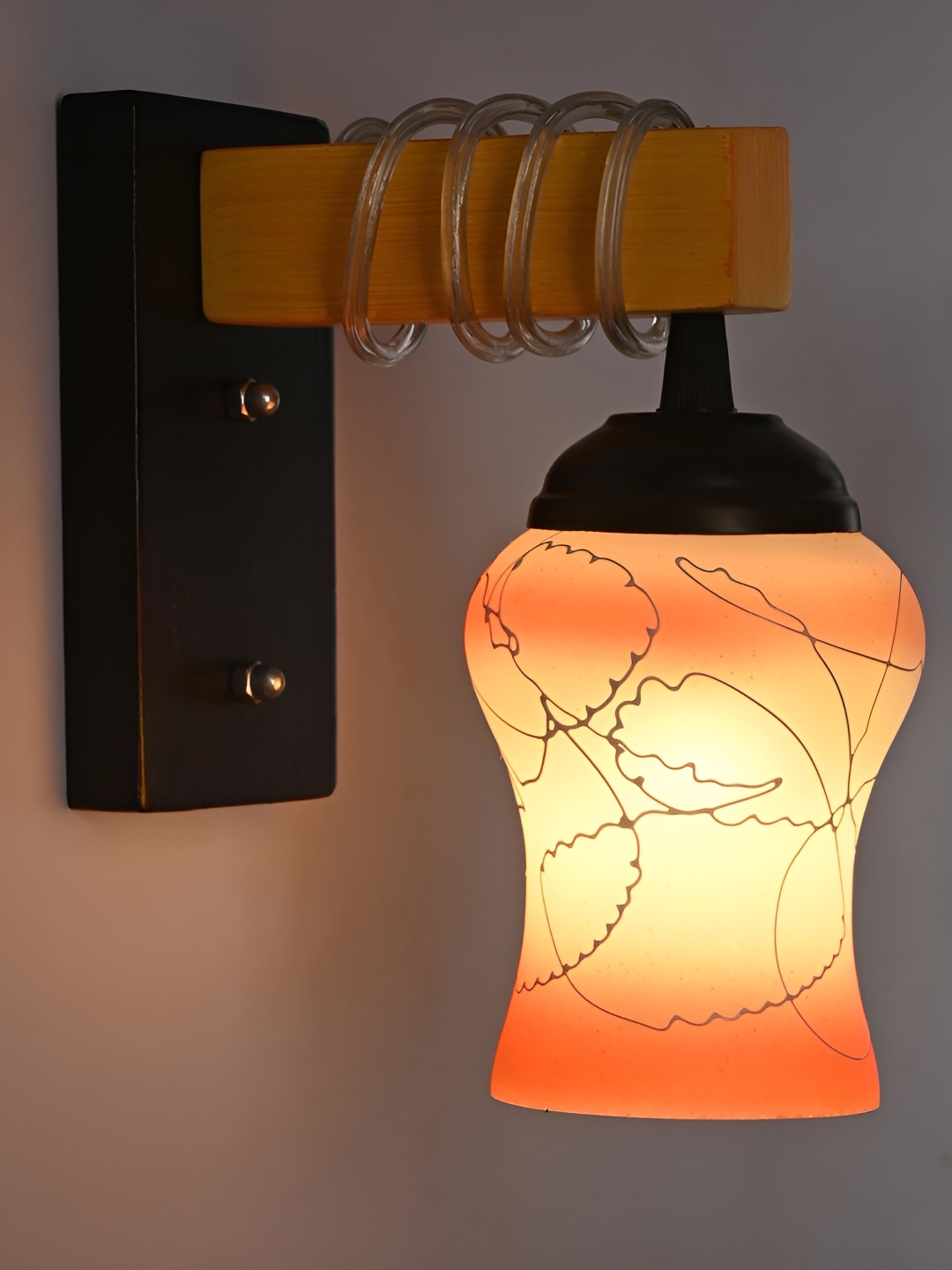

Afast Orange & White Printed Glass Wall Lamp