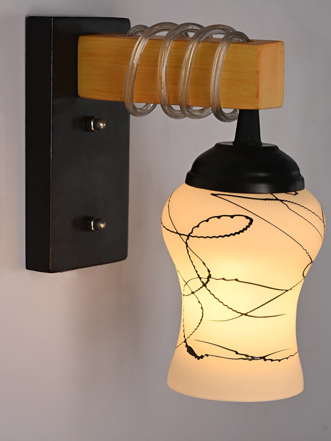 

Afast White & Black Printed Contemporary Glass Wall Lamp