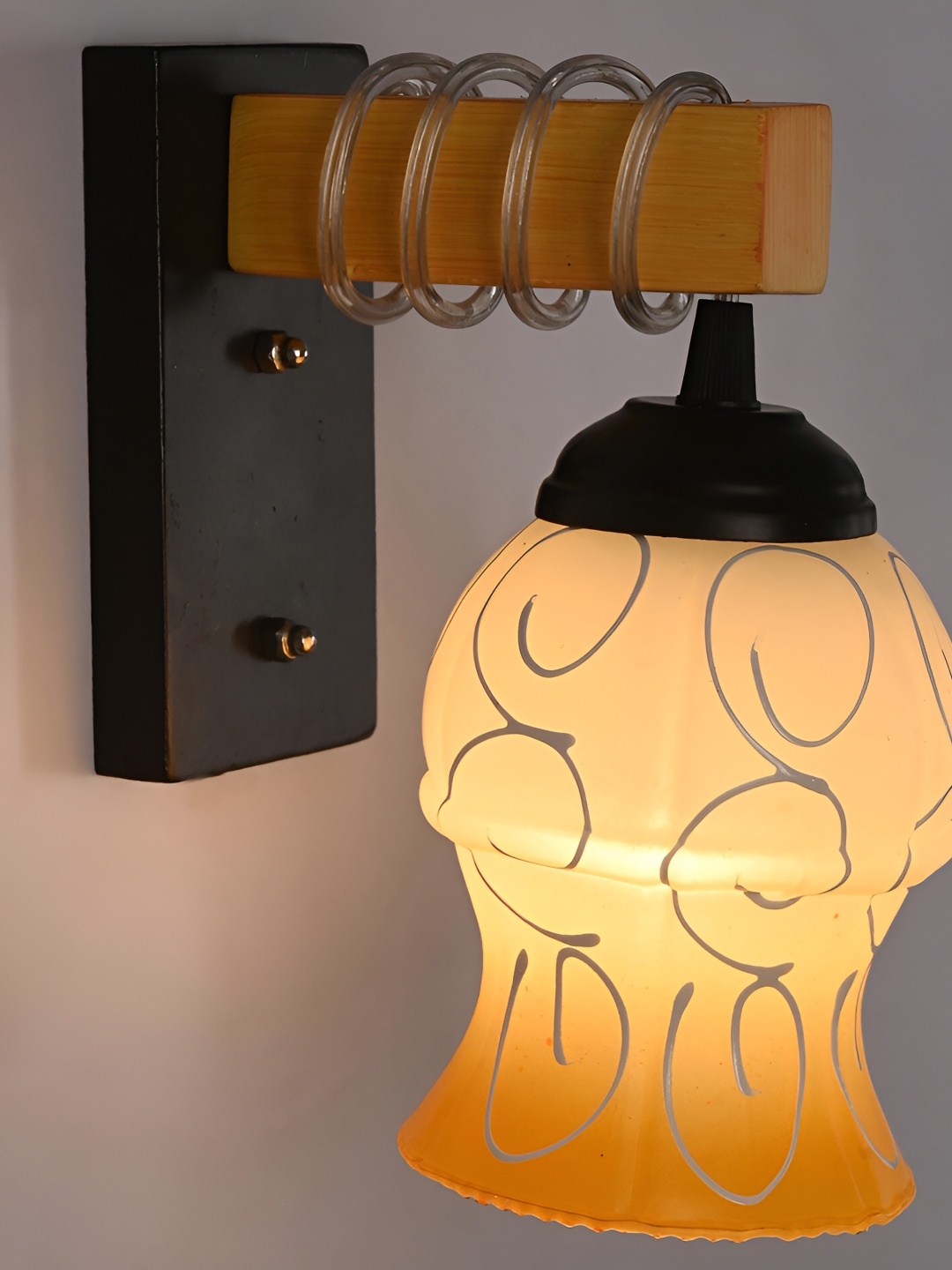 

Afast White & Yellow Printed Glass Wall Lamp