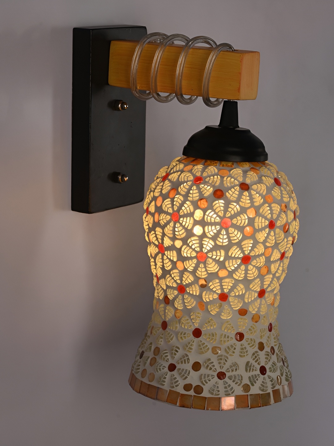 

Afast White & Green Printed Glass Wall Lamp