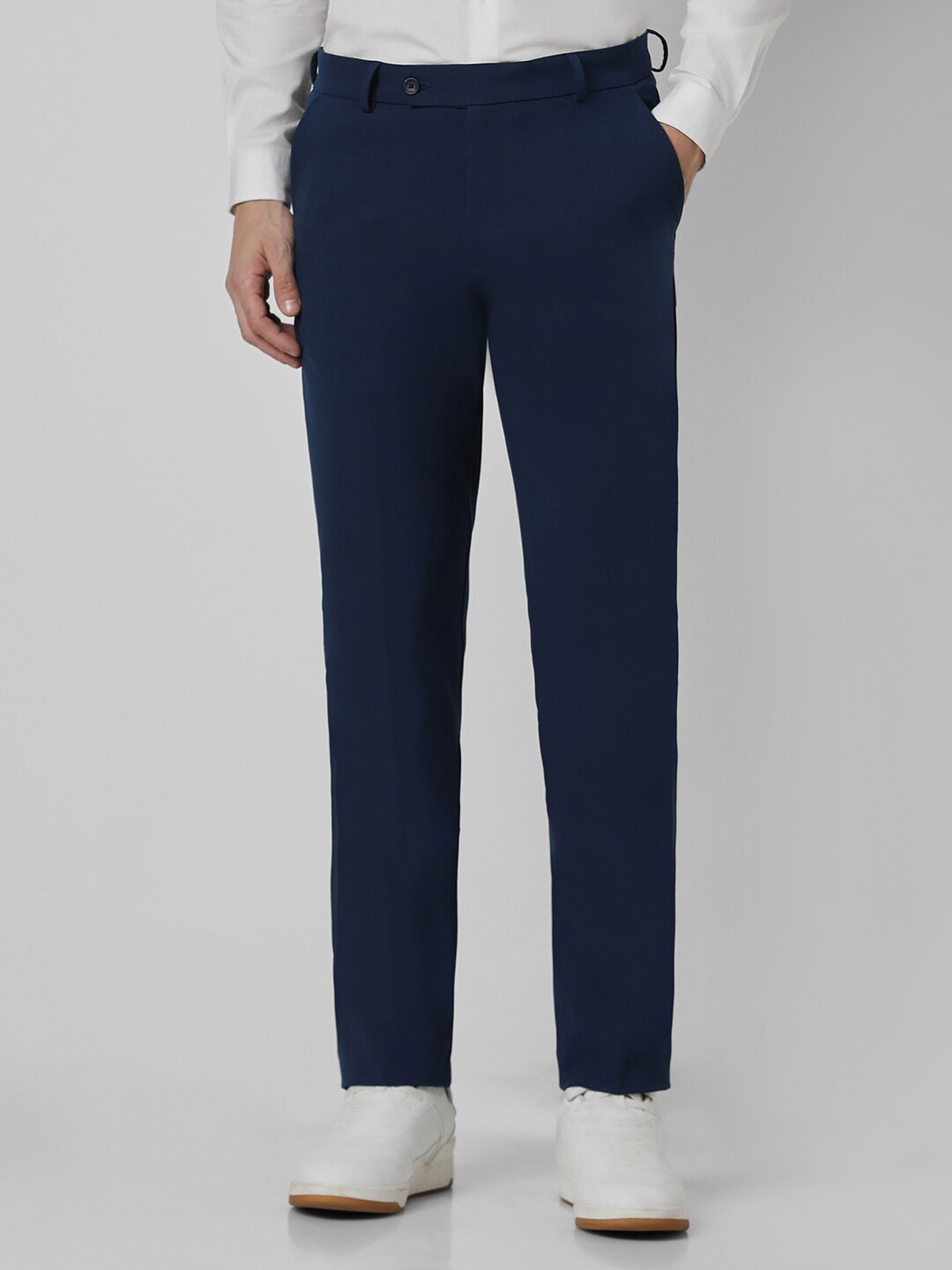 

Peter England Men Mid-Rise Slim Fit Formal Trousers, Navy blue