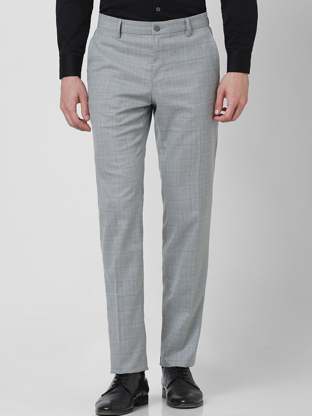 

Van Heusen Men Checked Slim Fit Formal Trousers, Grey