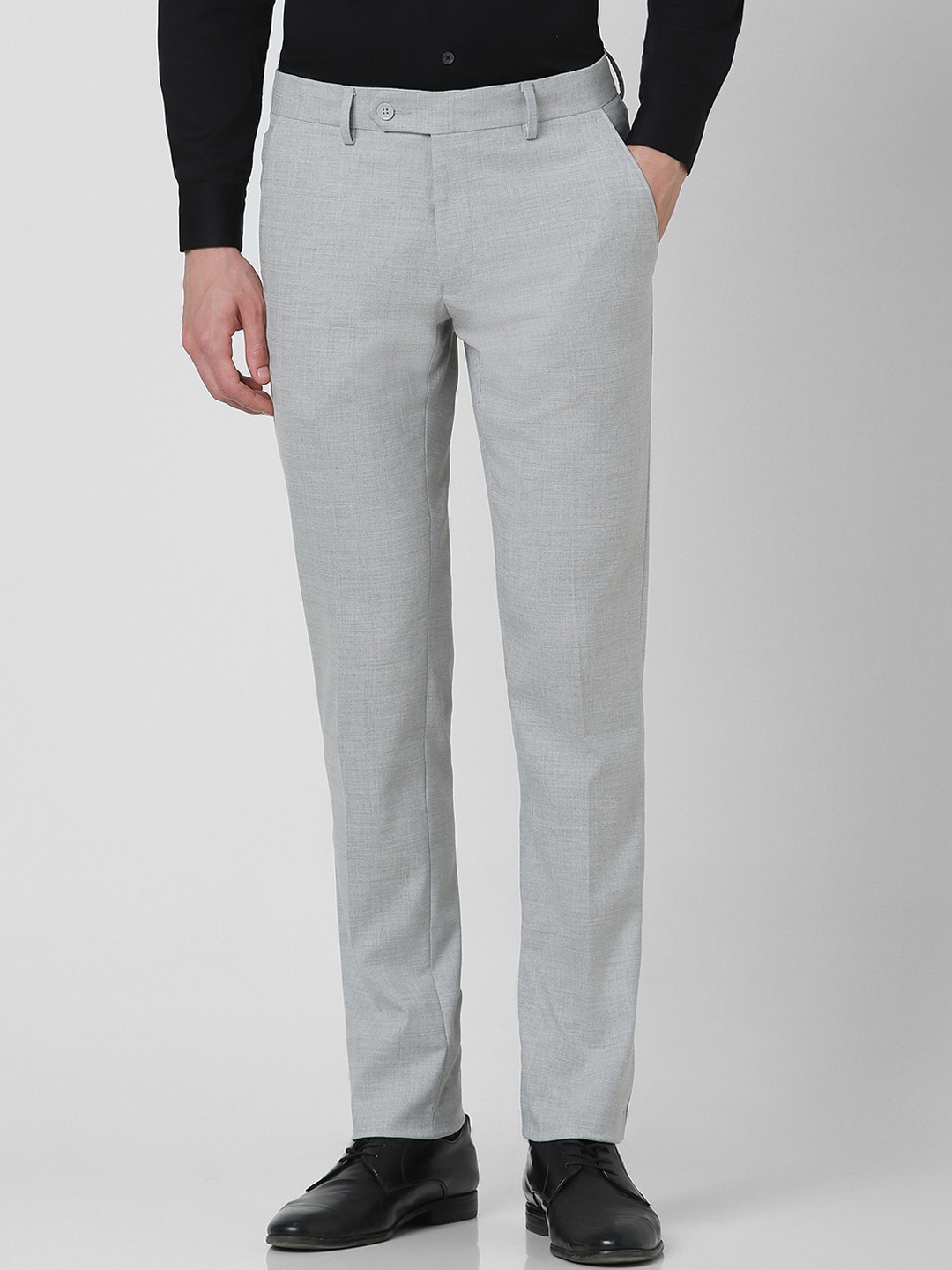 

Van Heusen Men Mid Rise Slim Fit Formal Trousers, Grey
