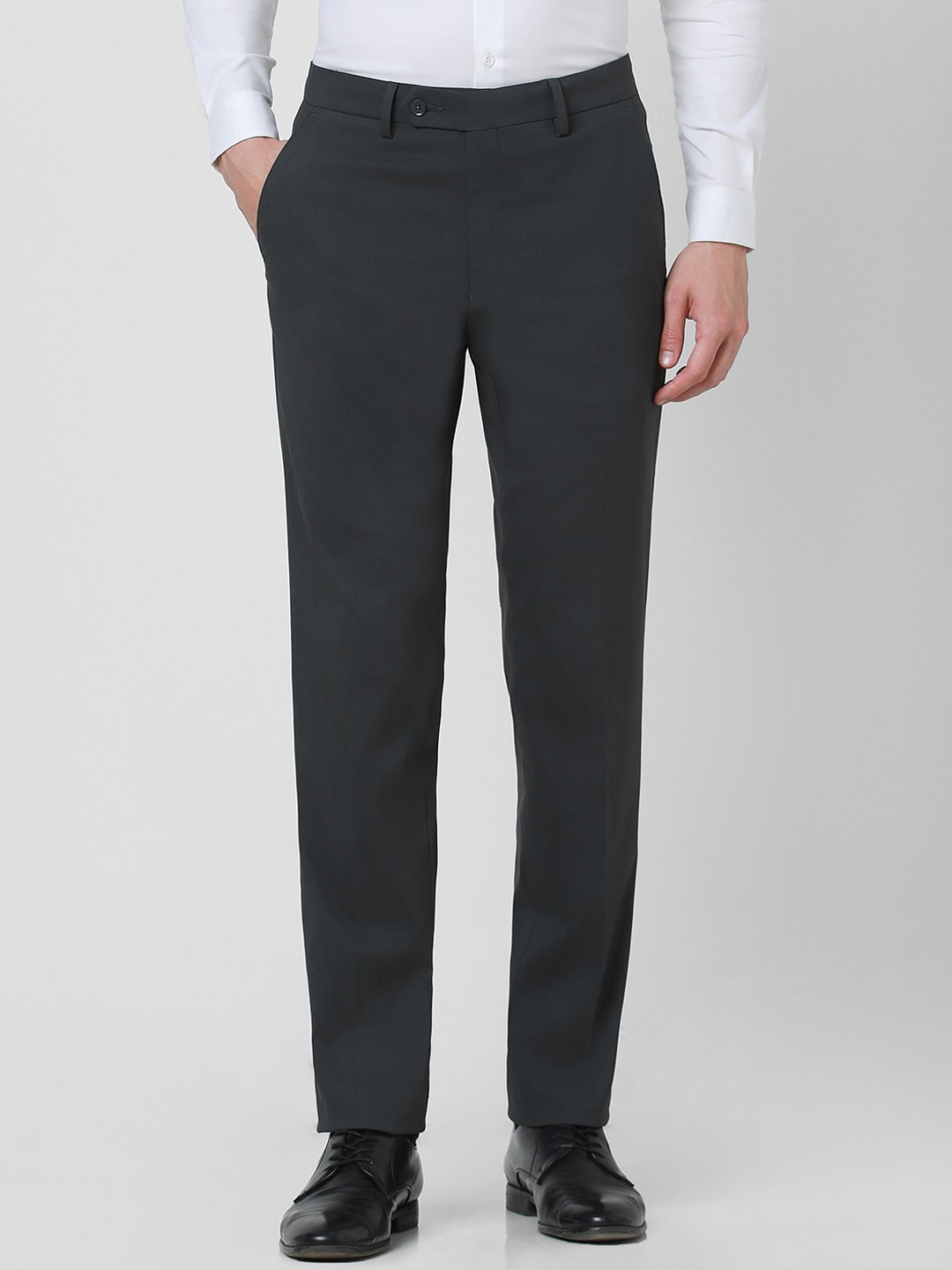 

Van Heusen Men Mid Rise Slim Fit Formal Trousers, Black